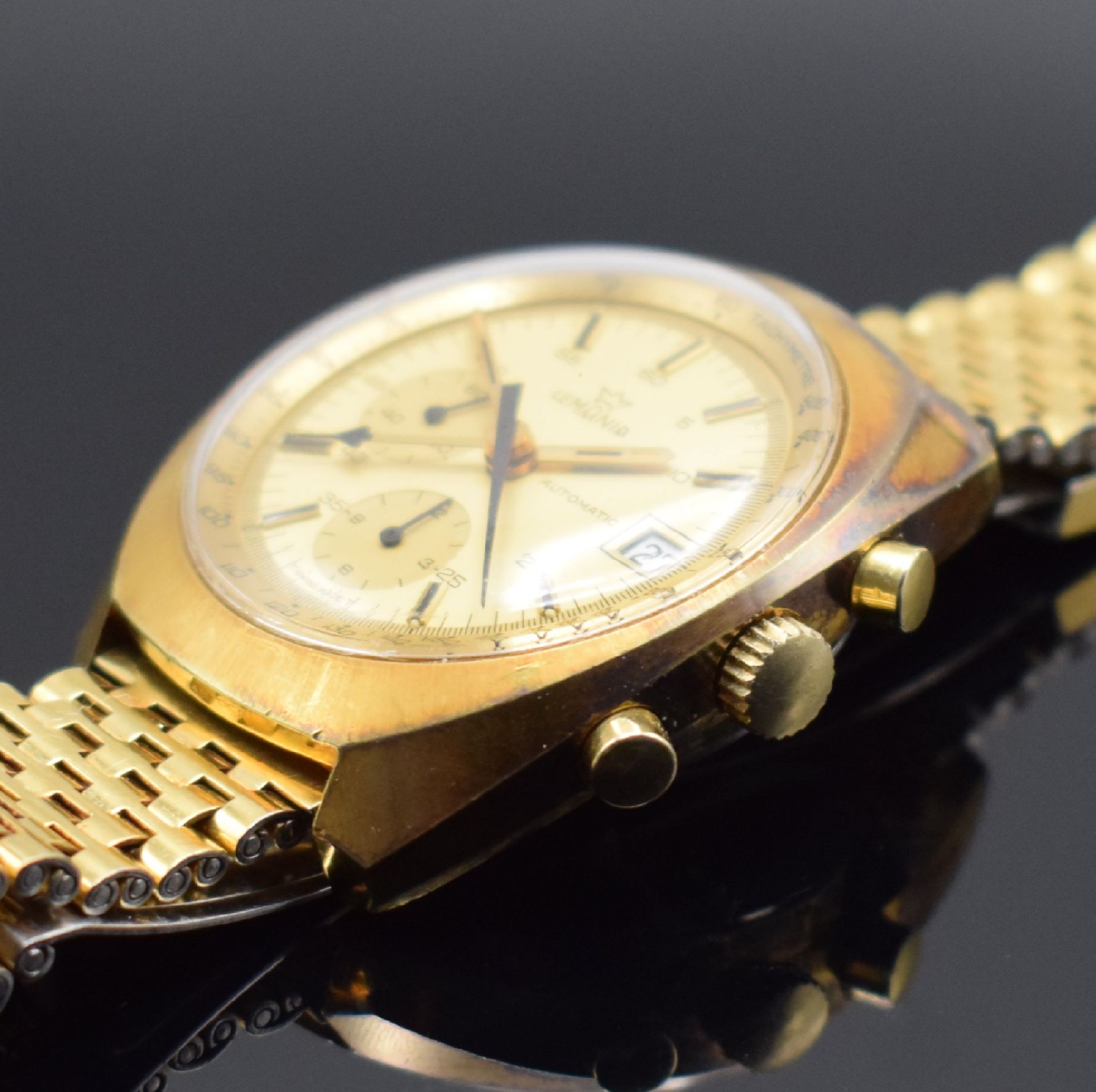 LEMANIA vergoldete Herrenarmbanduhr mit Chronograph, - Image 4 of 8