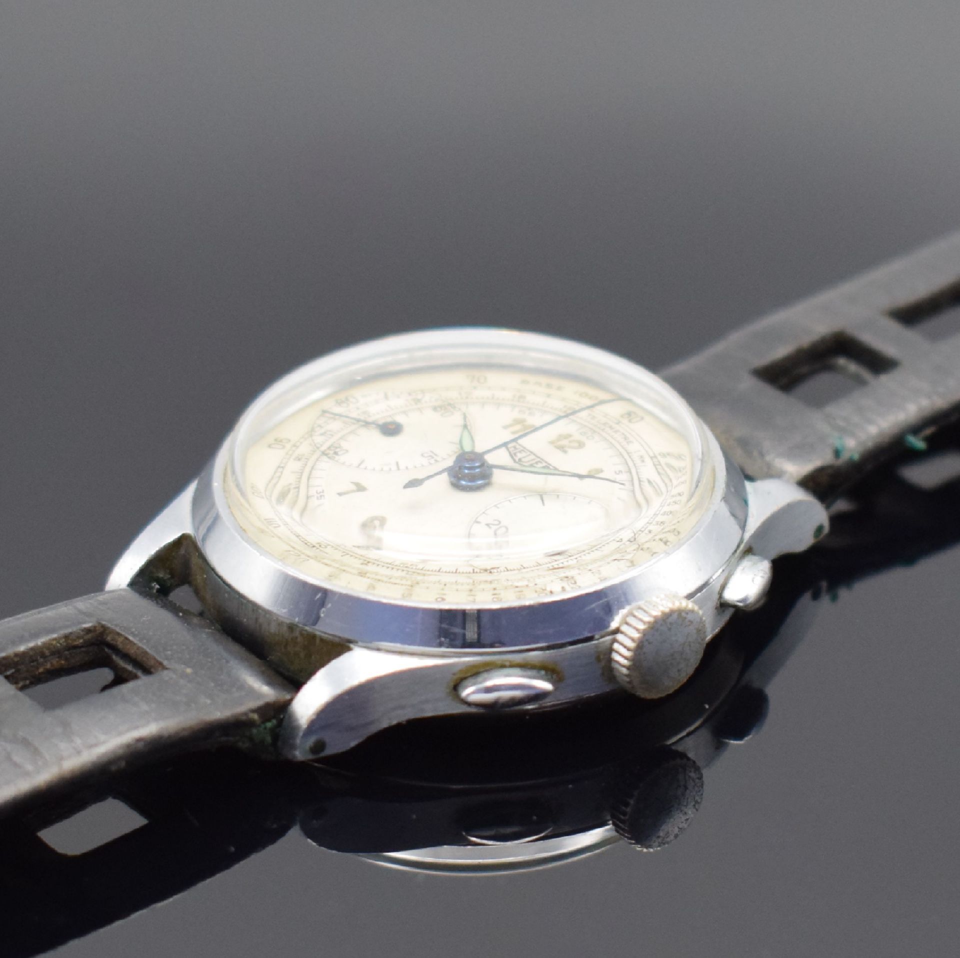 HEUER Herrenarmbanduhr mit Chronograph, Schweiz um 1940, - Image 3 of 6