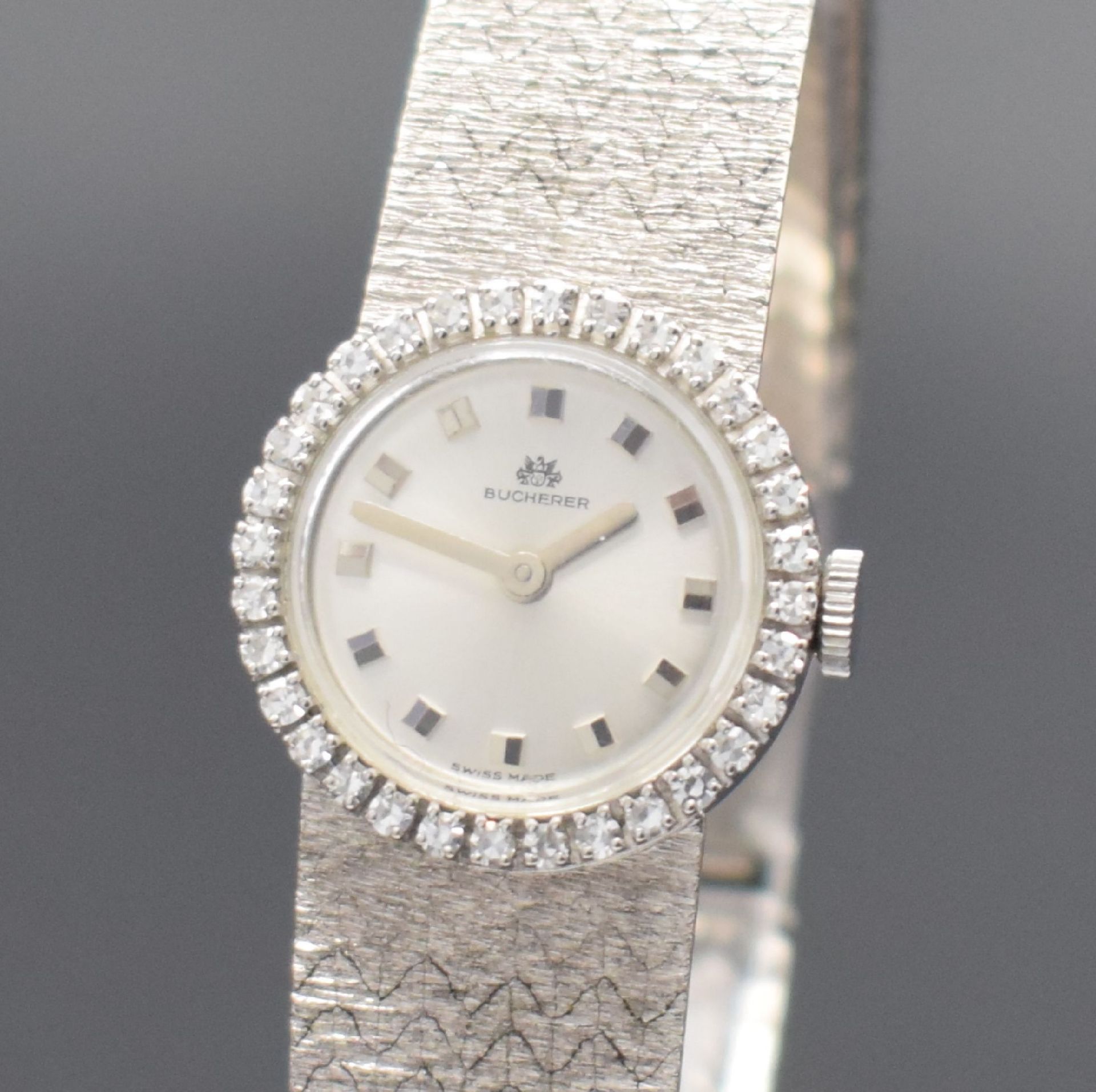 BUCHERER Damenarmbanduhr in WG 750/000 mit Diamanten, - Bild 2 aus 4