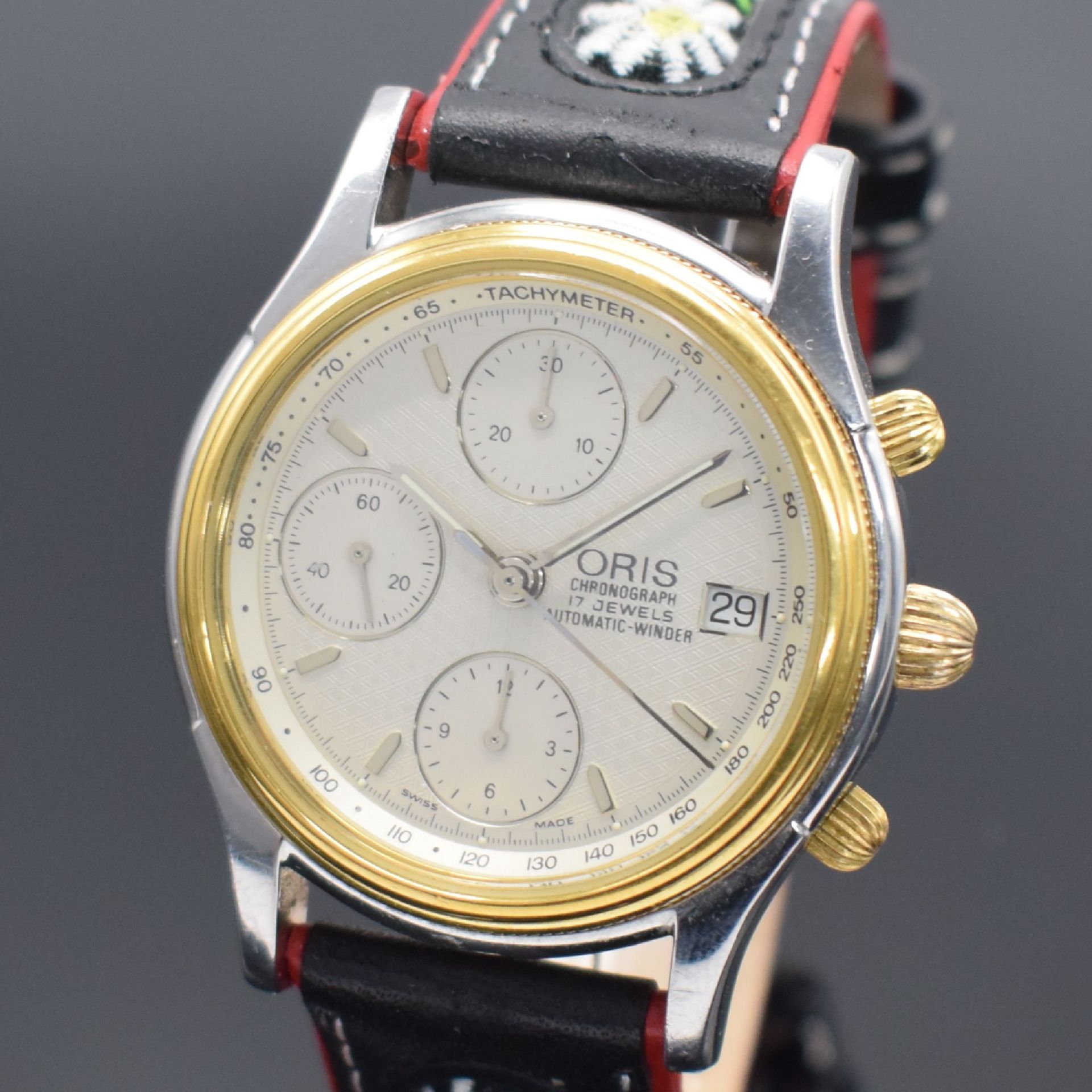 ORIS Herrenarmbanduhr mit Chronograph,  Schweiz um 1993, - Bild 2 aus 6