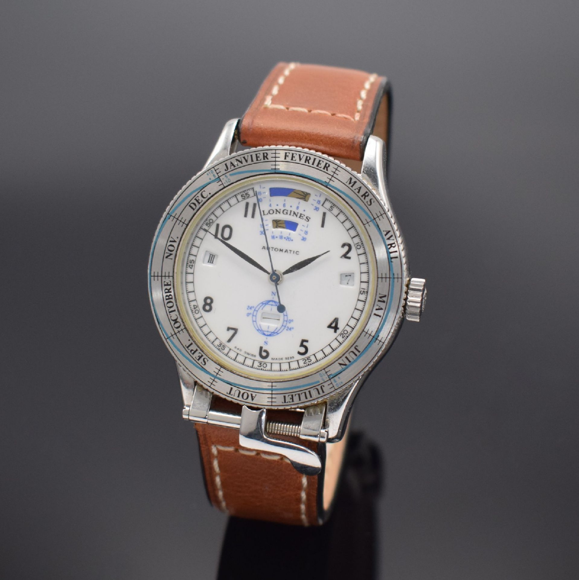 LONGINES feine und seltene astronomische Herrenarmbanduhr