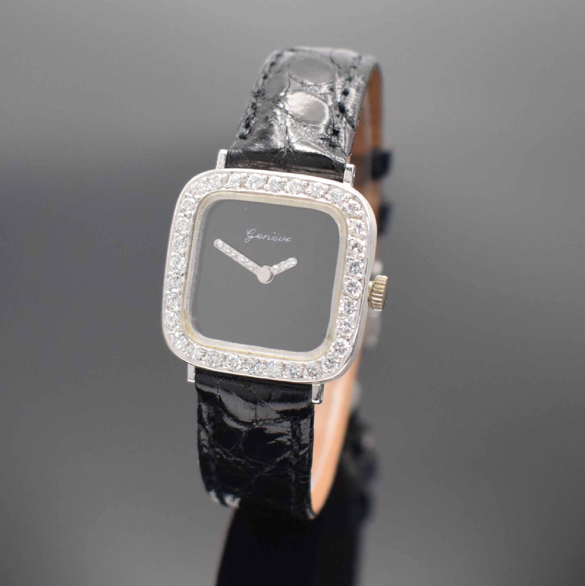 GENEVE Damenarmbanduhr in WG 585/000 mit Diamantbesatz,