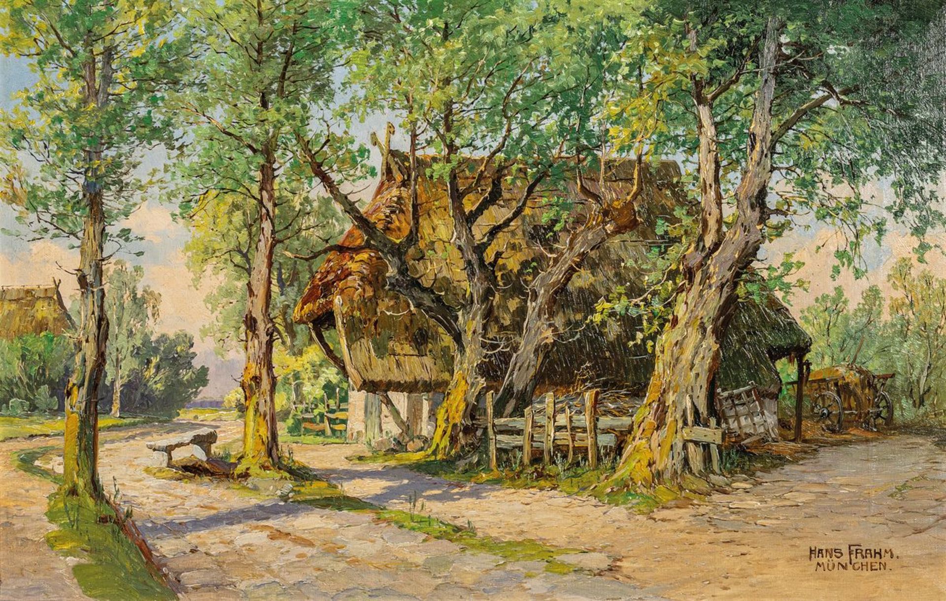 Hans Frahm, 1864 Schwerin - 1938 München,  Bauernkate an