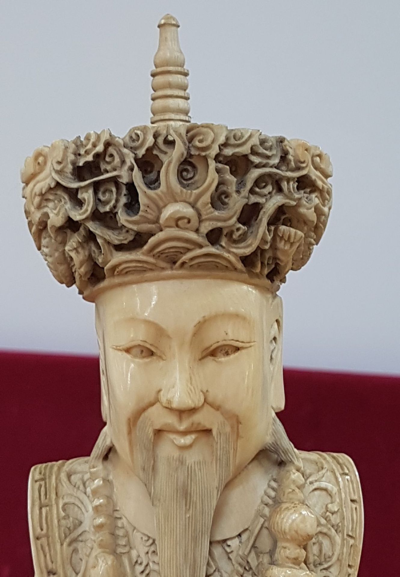 Paar große Elfenbeinfiguren, China, um 1900/10, - Bild 9 aus 15