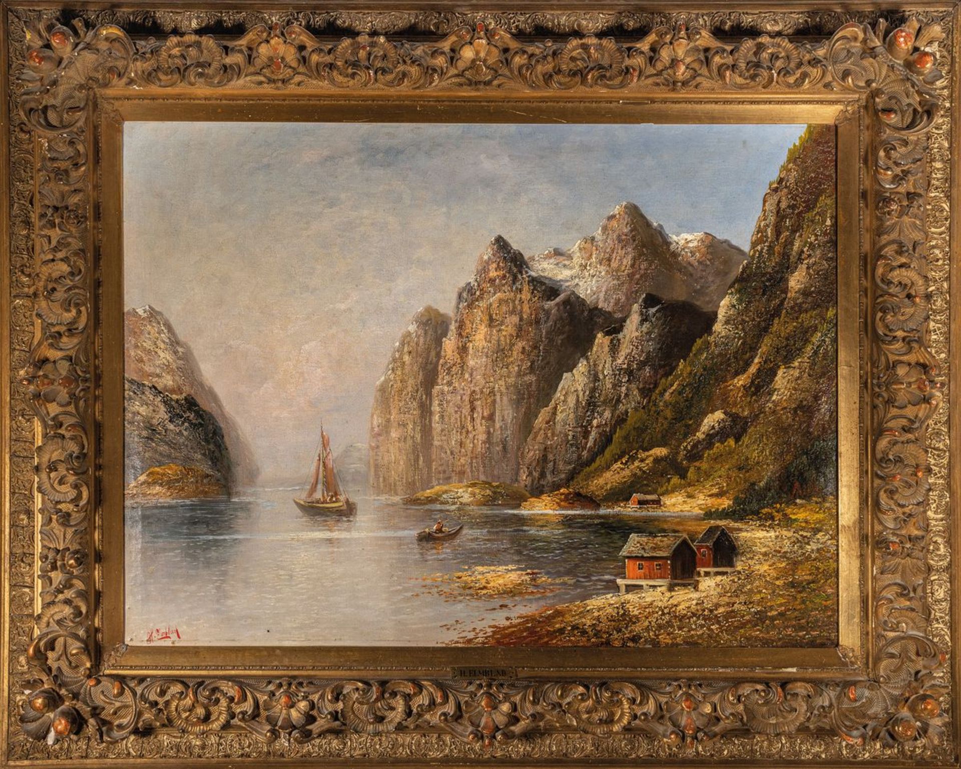 H.Elmblad, um 1900, norwegische Fjordlandschaft mit - Image 3 of 3