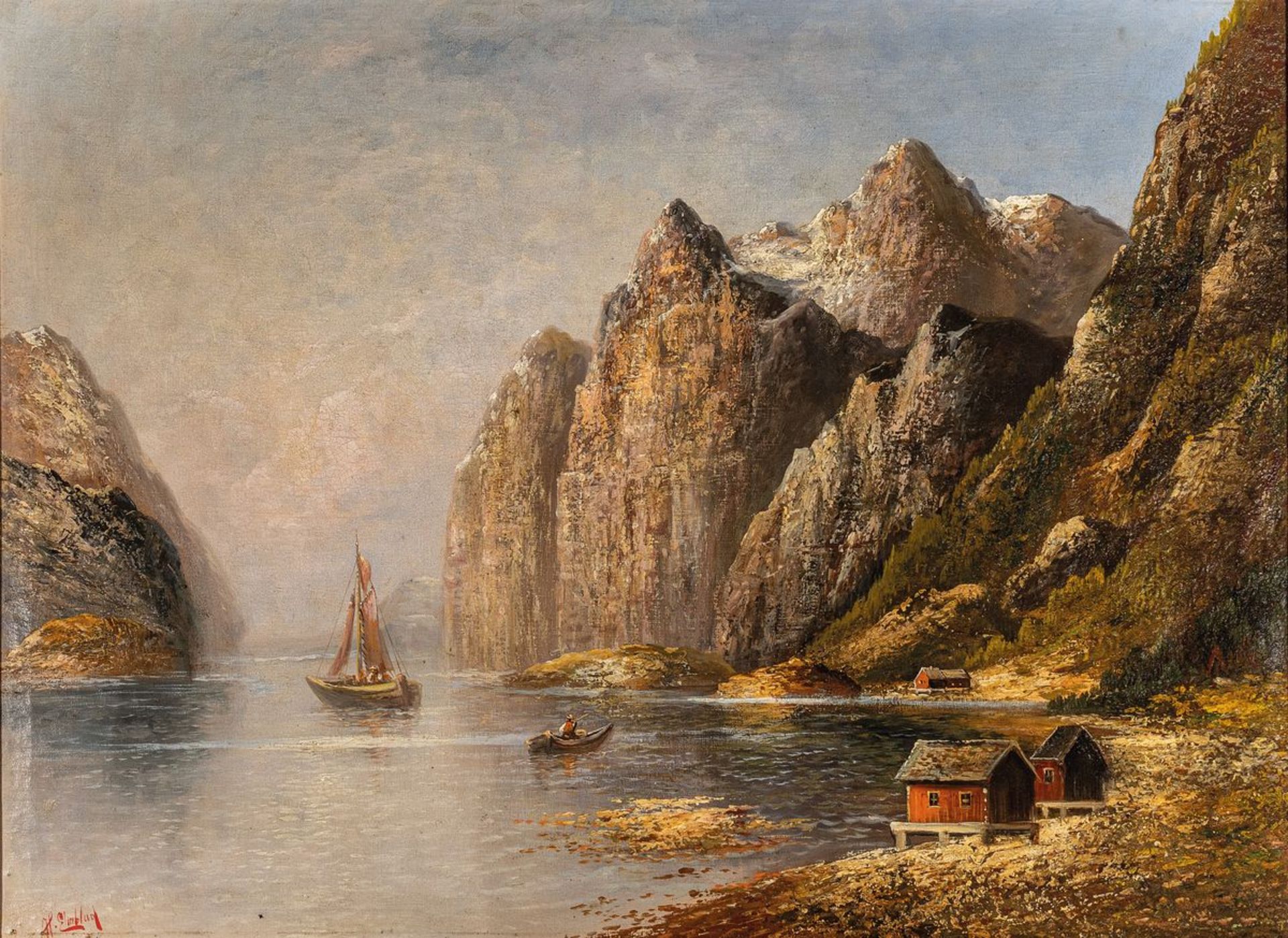 H.Elmblad, um 1900, norwegische Fjordlandschaft mit