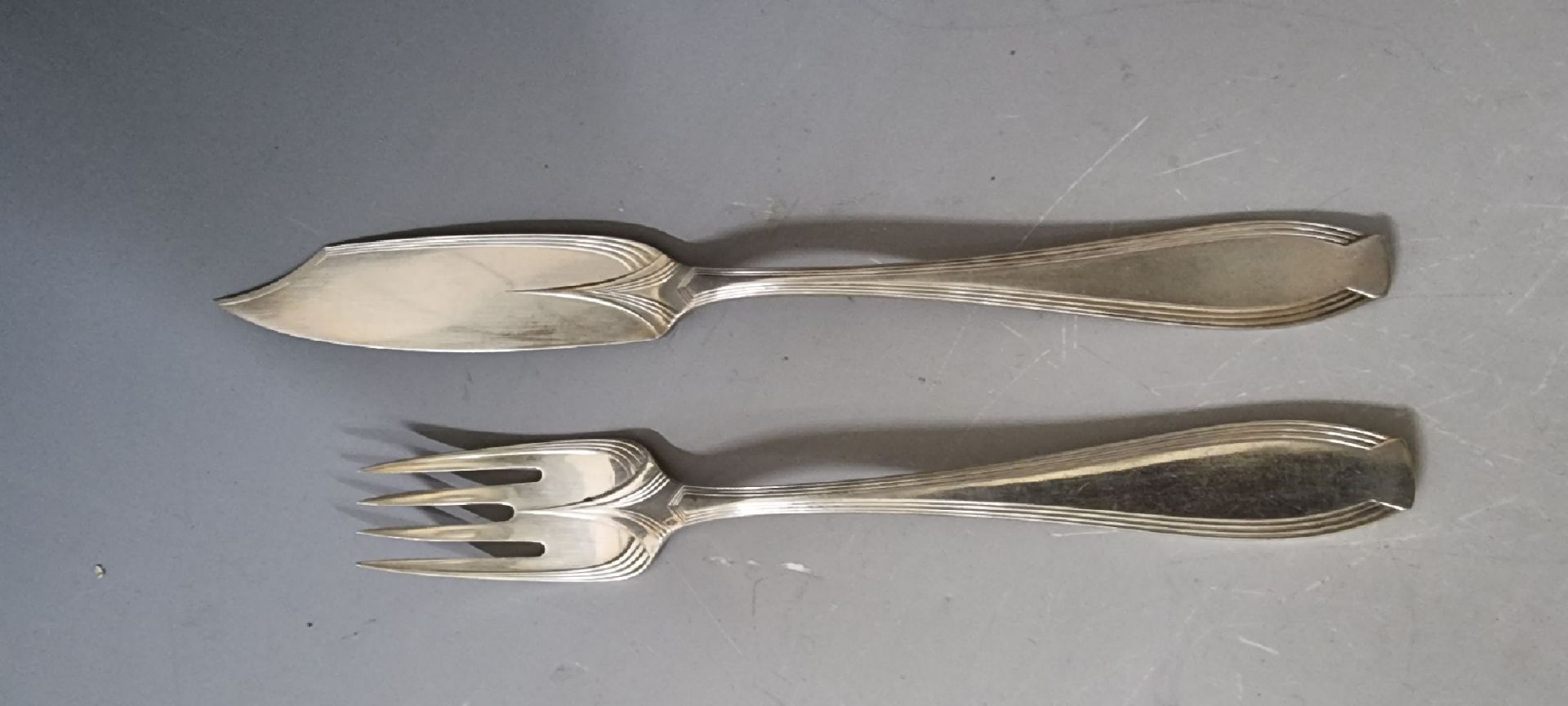 Fischbesteck für 12 Personen, WMF, um 1900,  Metall - Bild 2 aus 6