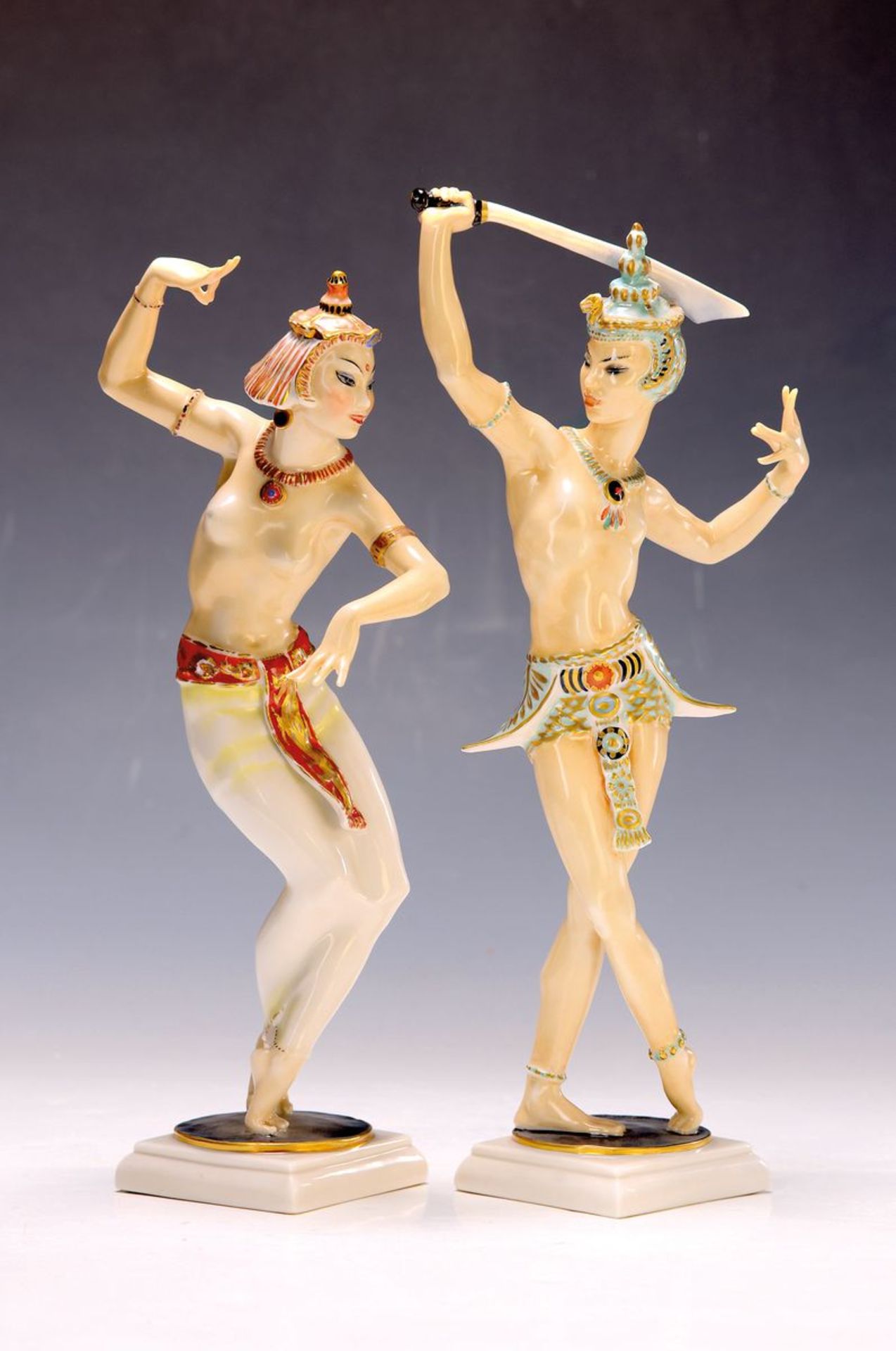 2 Porzellanfiguren, Hutschenreuther, 1950er Jahre,