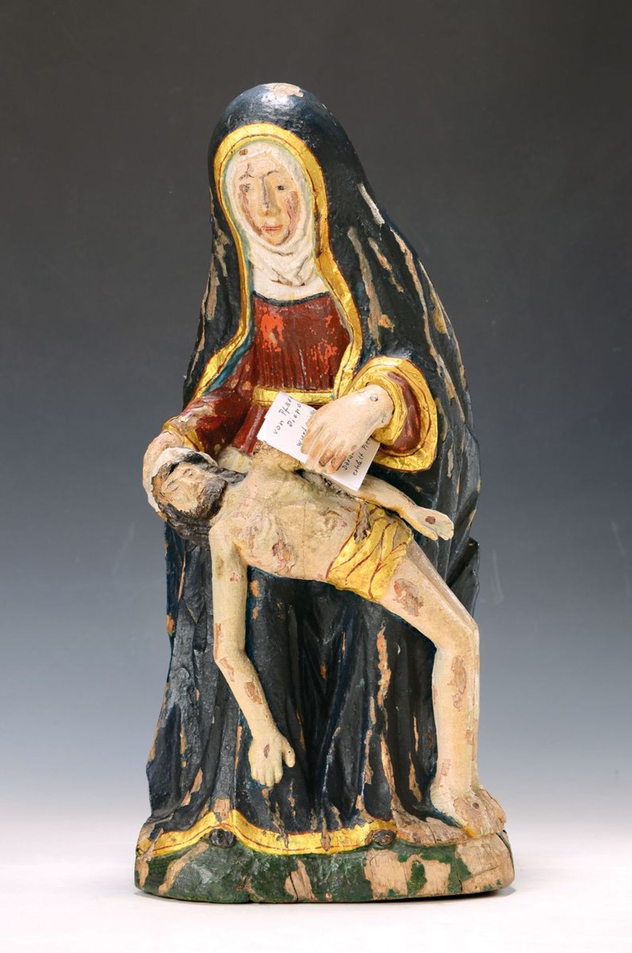 Pieta, Süddeutsch/Bayern, wohl 1.H.19.Jh., Holz plastisch