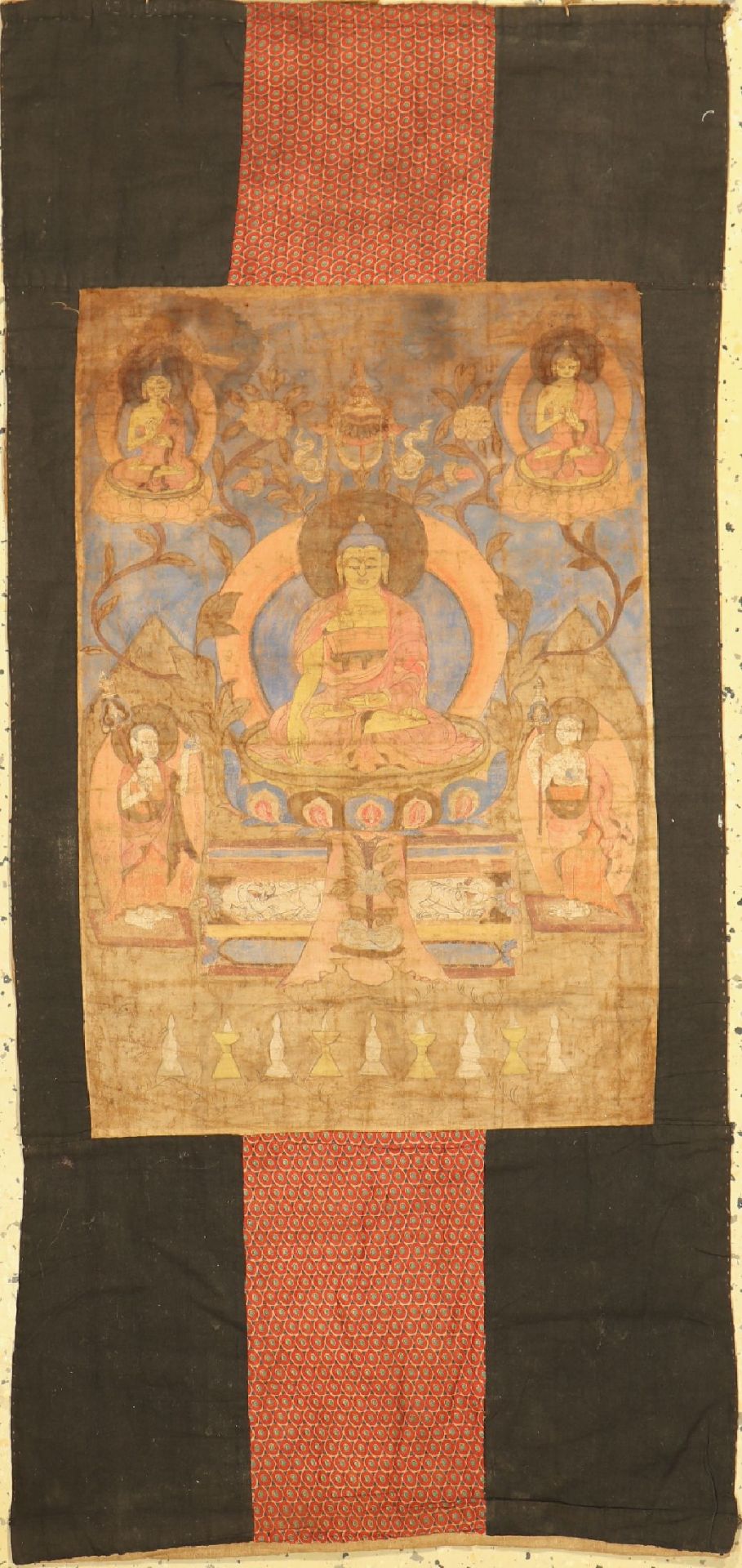 Thangka alt, Tibet, um 1930/1940, Stoffmalerei, ca. 124