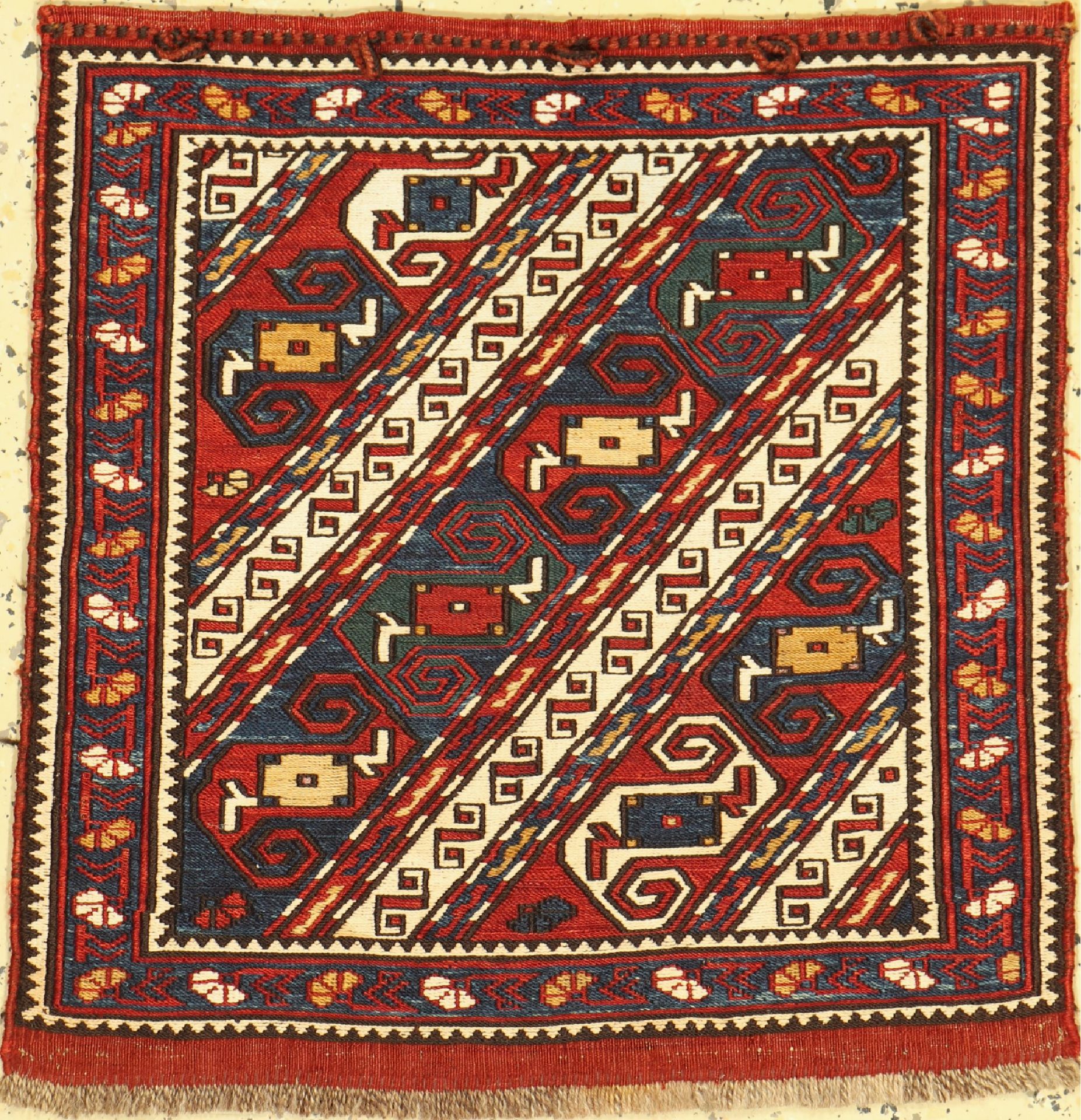 Sumakh Taschenfront,   Kaukasus, um 1900, Wolle auf Wolle,