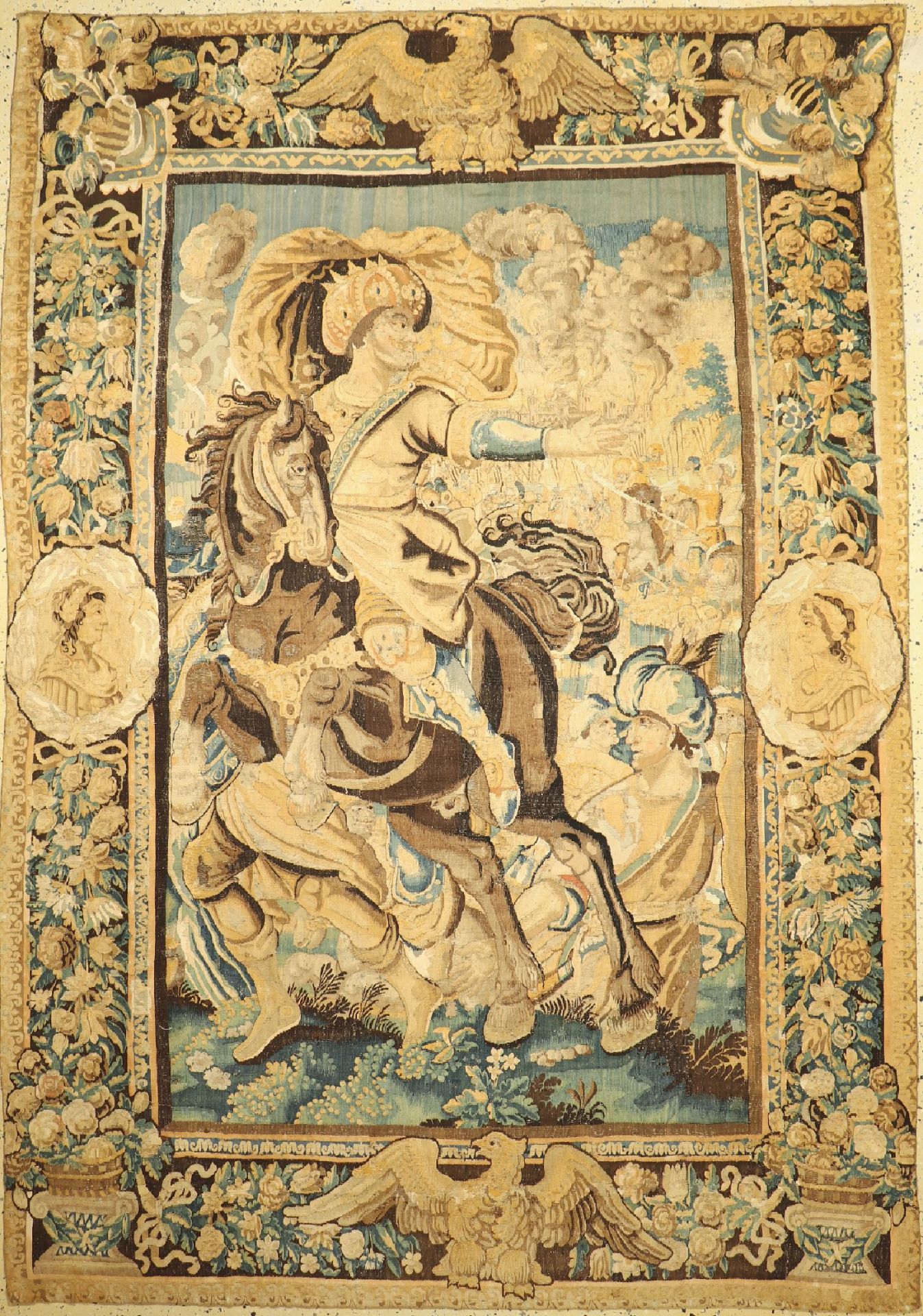 Antike Brüsseler Tapisserie,   Flandern, 18.Jhd, Wolle und