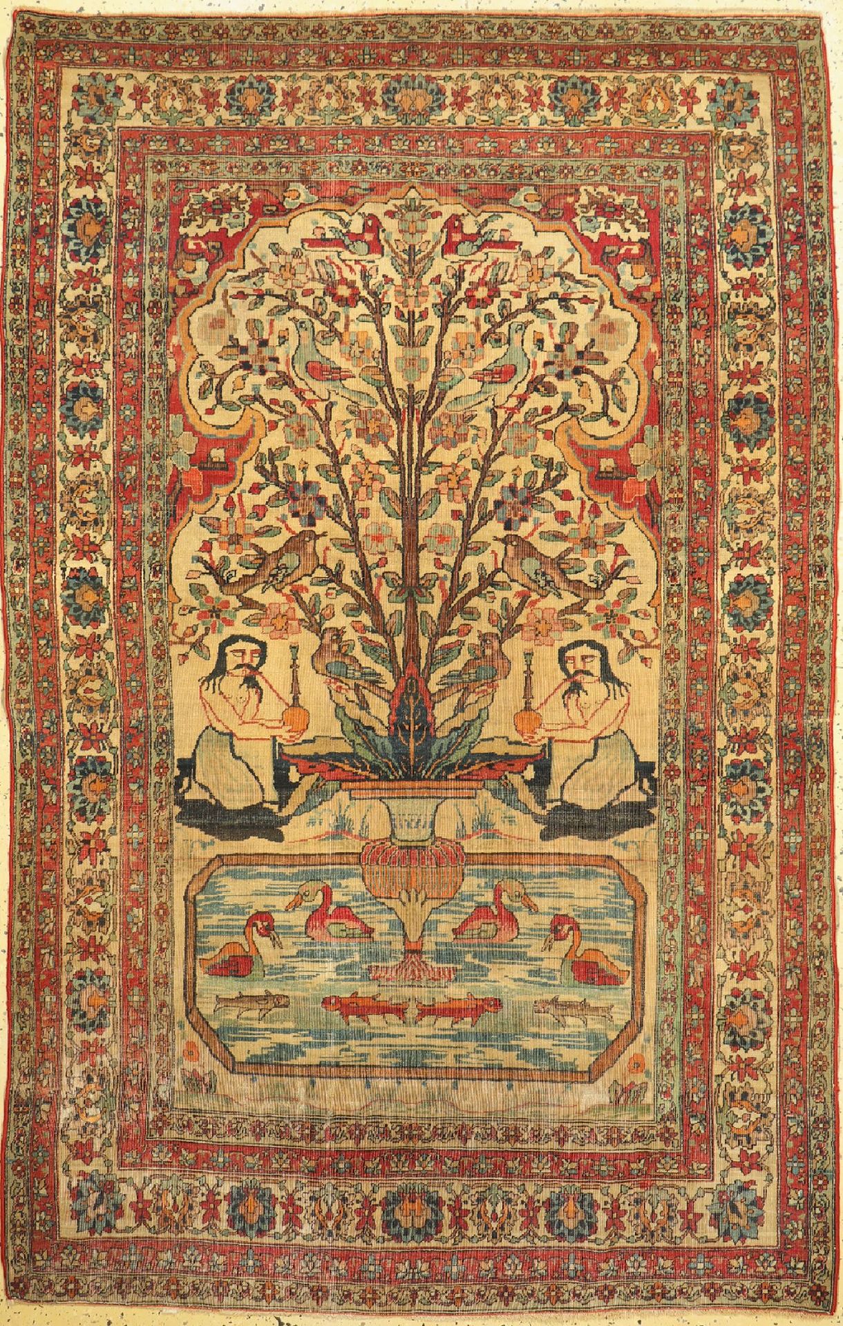 Kerman'Lawar', antik,   Persien, 19.Jhd, Wolle auf