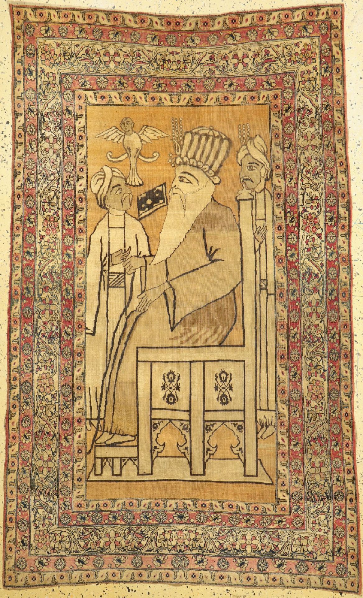Antiker Kerman,   Persien, 19.Jhd, Wolle auf Baumwolle,