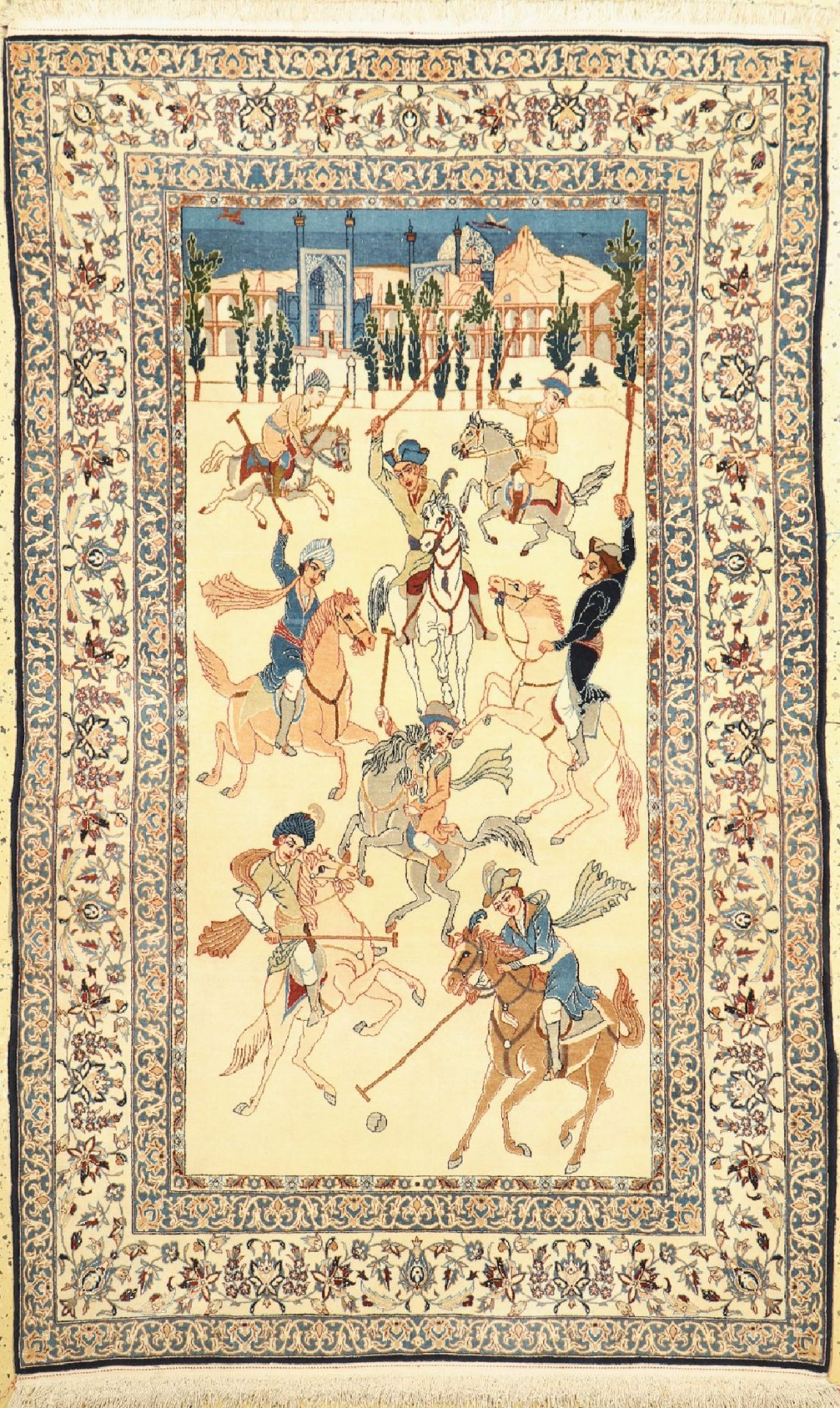 Esfahan fein'Polospiel', Persien, um 1950, Korkwolle mit