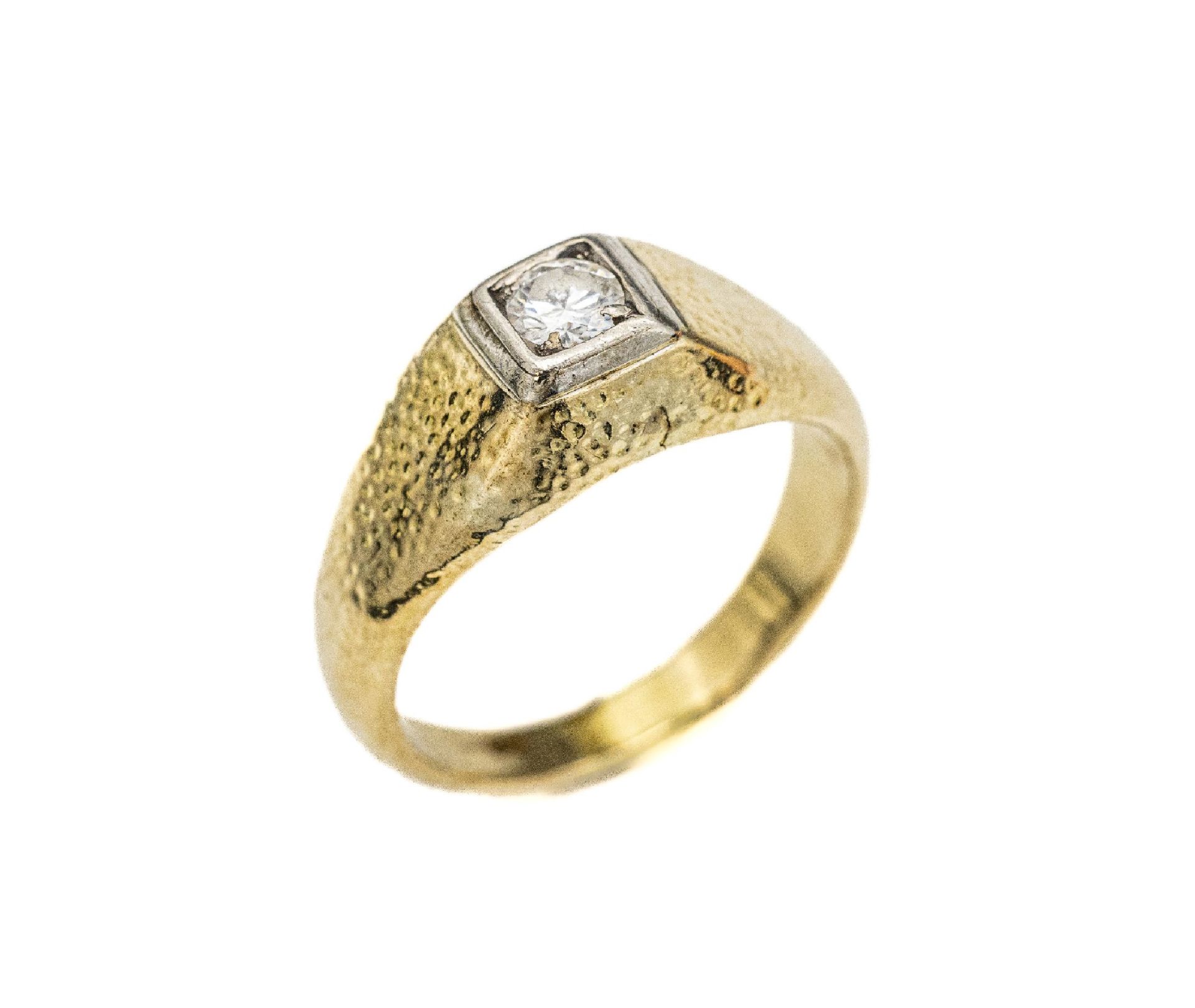 14 kt Gold Brillant Ring, GG/WG 585/000, in WG gefasster