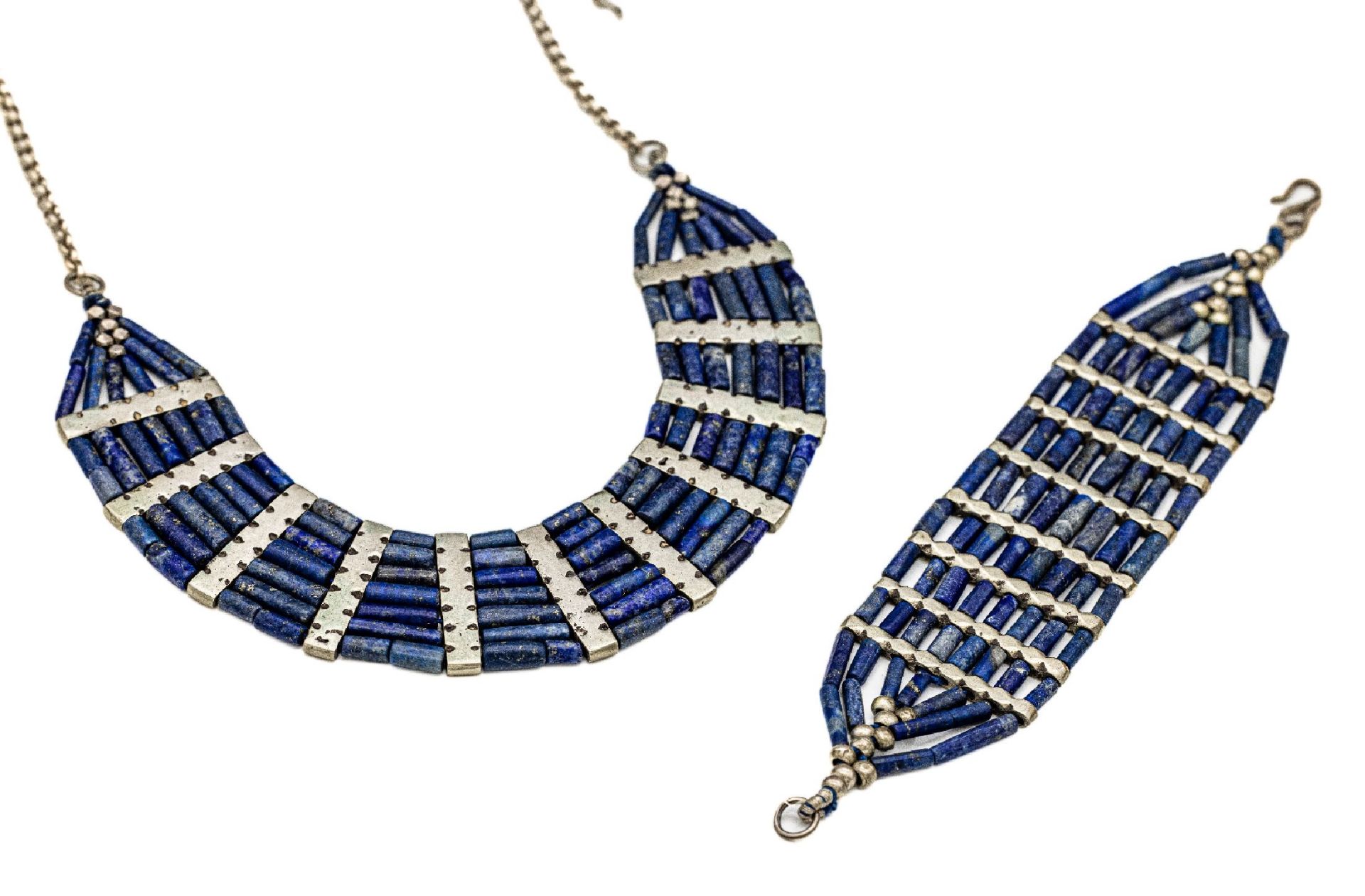 Schmuckset mit Lapislazuli, best. aus: Collier und