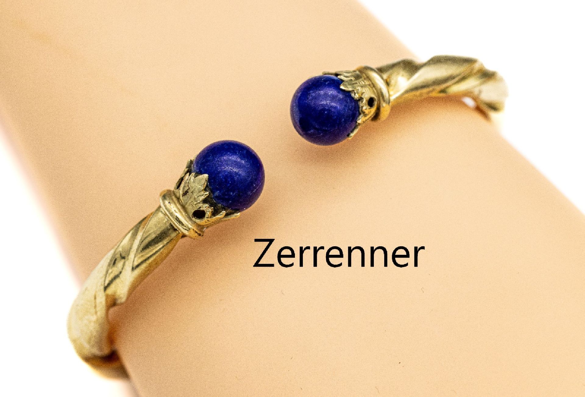 14 kt Gold Lapislazuli-Armreif, GG 585/000,schlichte