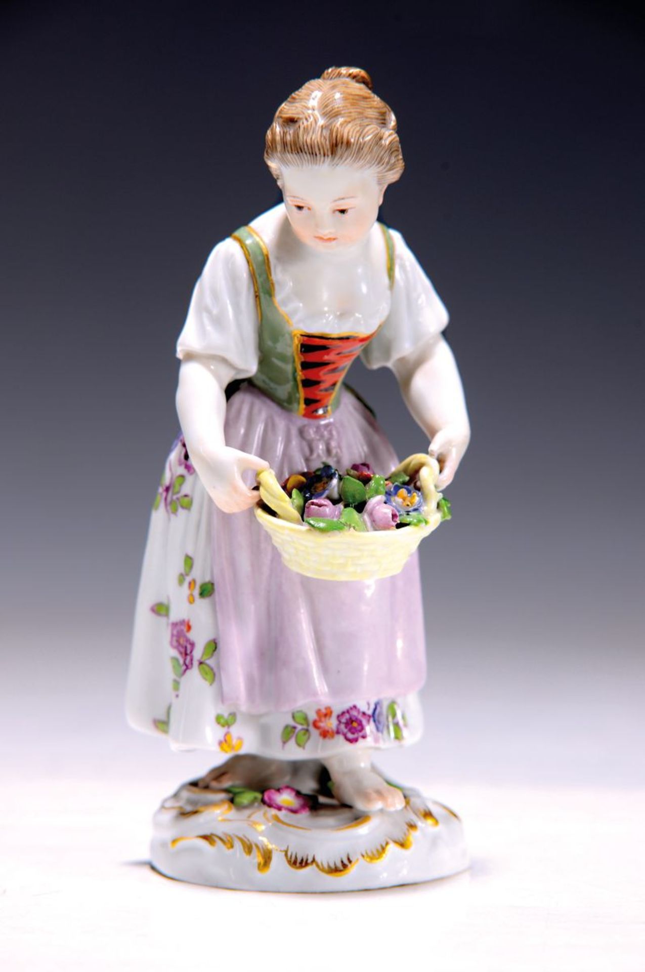 Porzellanfigur, Meissen, um 1890/1900, Gärtnerkind,