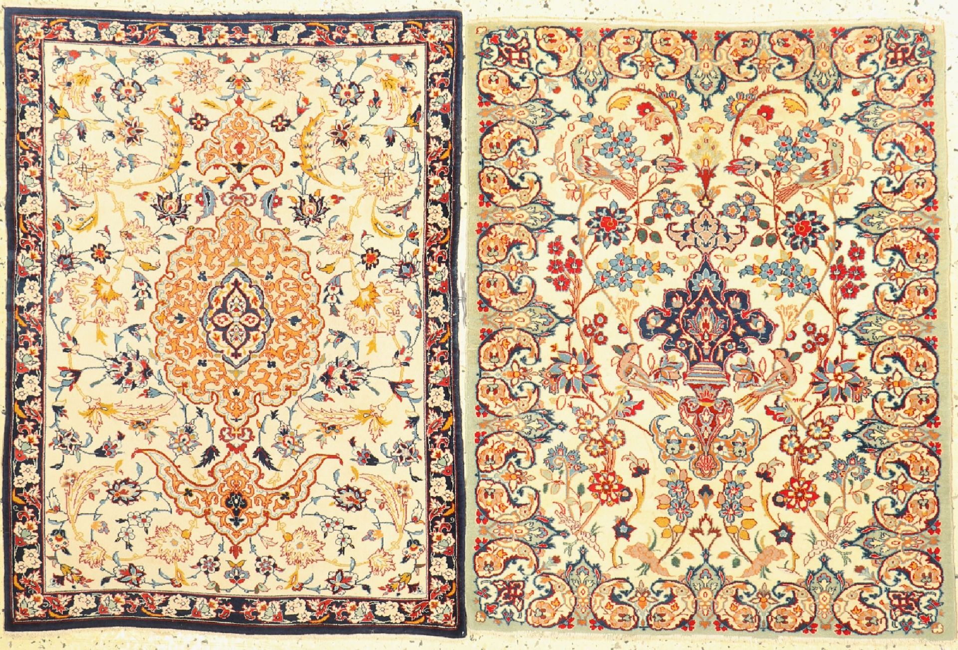 1 paar Esfahan fein, Persien, um 1960, Korkwolle auf