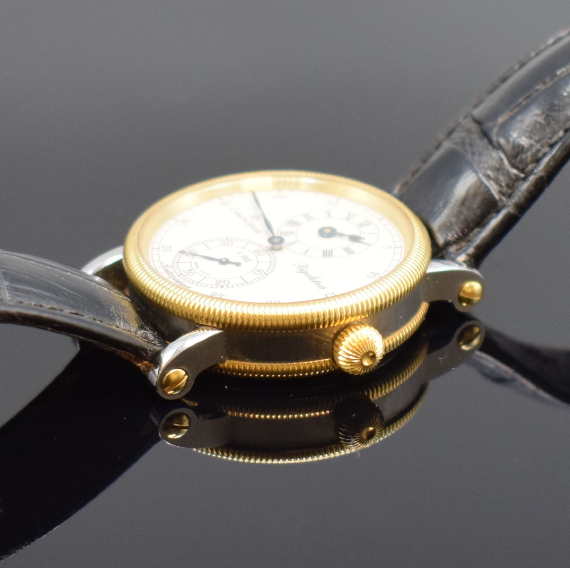 CHRONOSWISS Regulateur Medium-Armbanduhr in Stahl und Gold - Bild 4 aus 6
