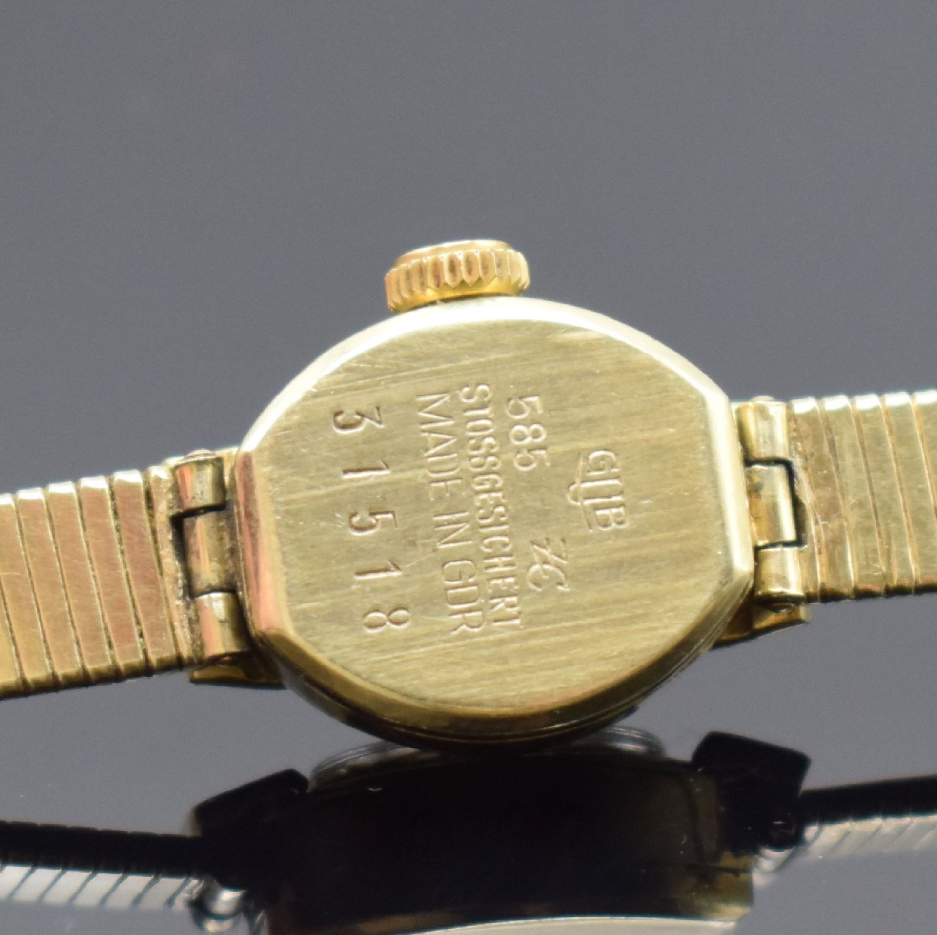 GUB Glashütte seltene Damenarmbanduhr in GG 585/000 sowie - Bild 4 aus 6