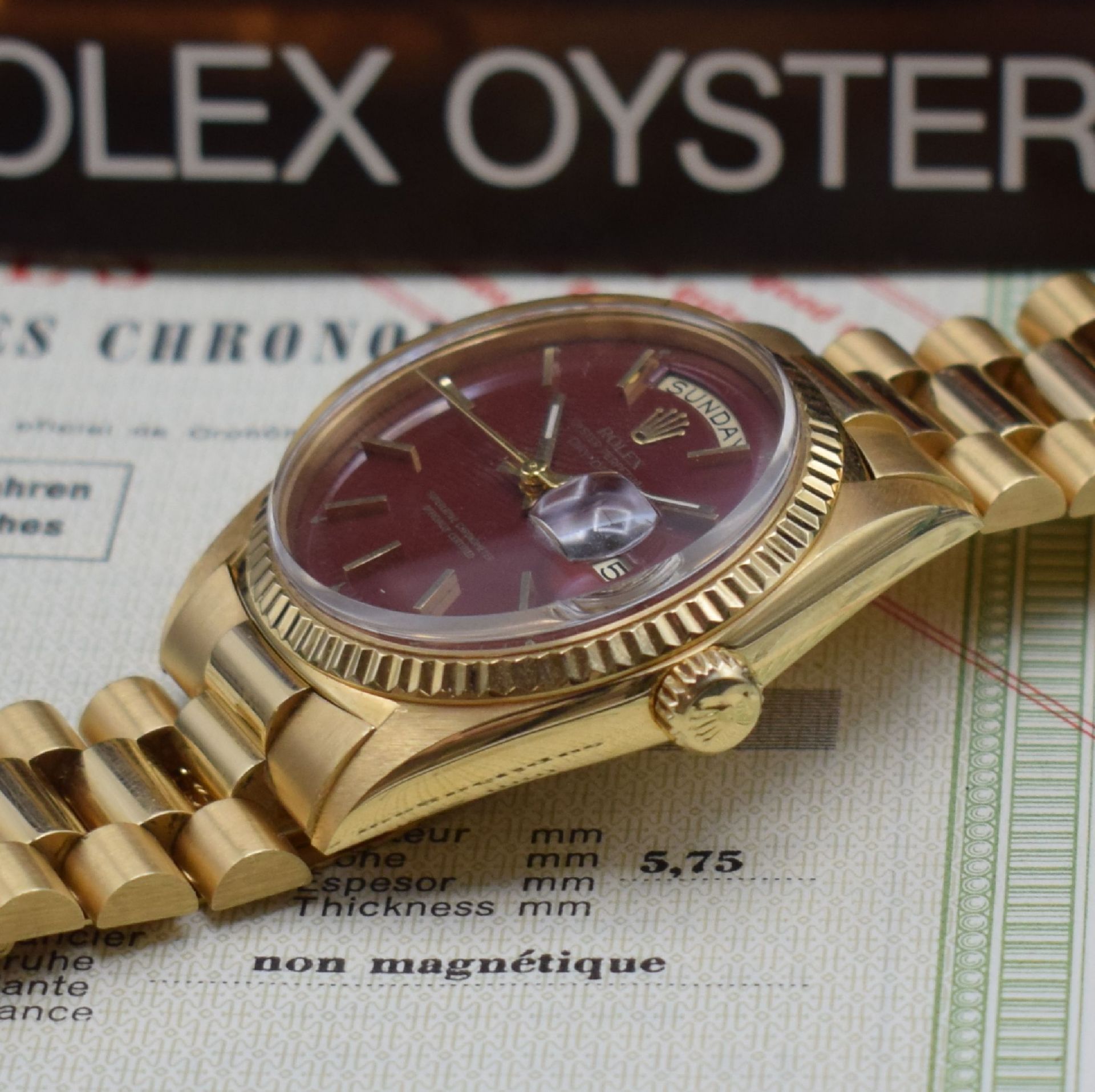 ROLEX feine und extrem seltene Herrenarmbanduhr Day-Date - Image 7 of 9