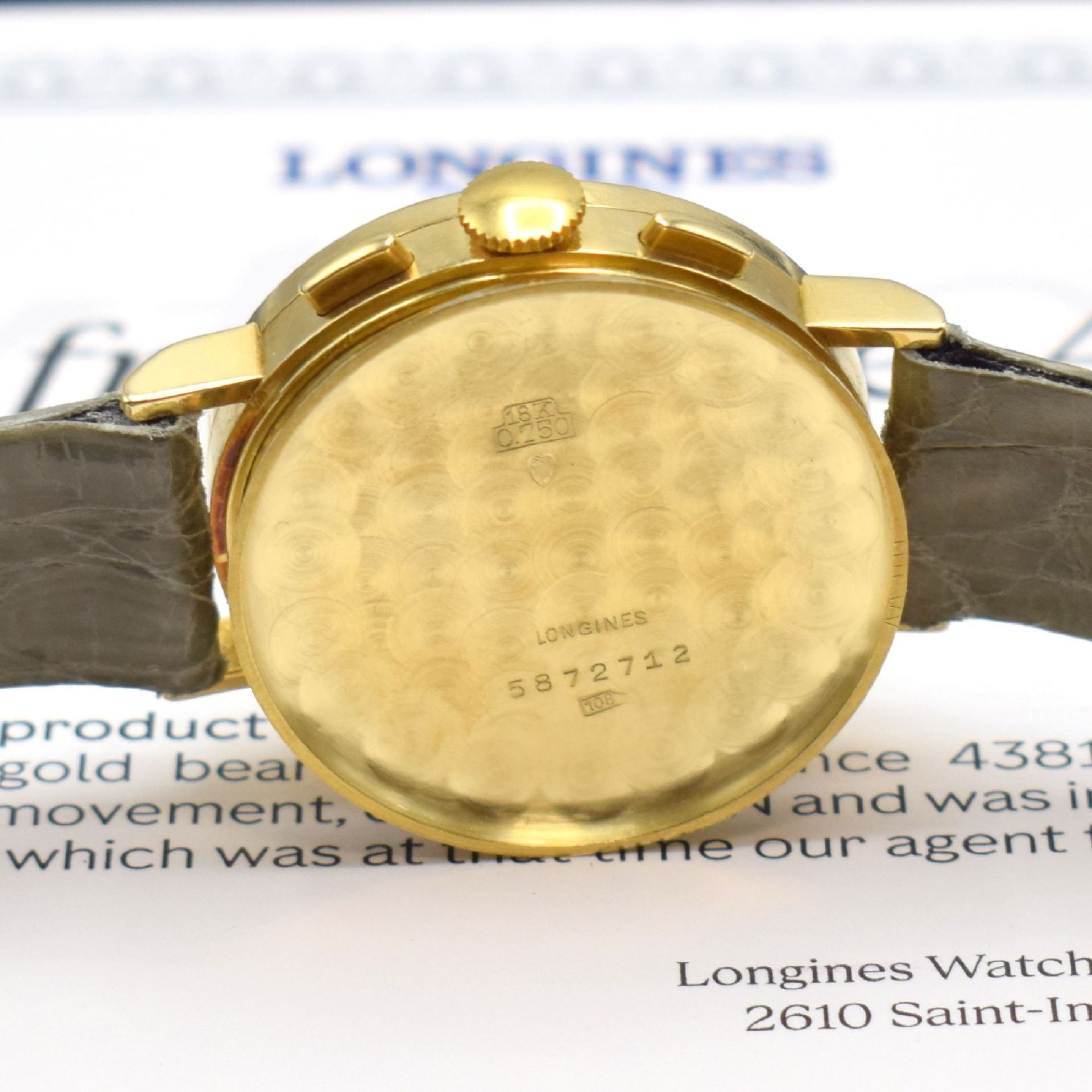 LONGINES 13ZN Flyback-Chronograph in GG 750/000 Referenz - Bild 7 aus 7