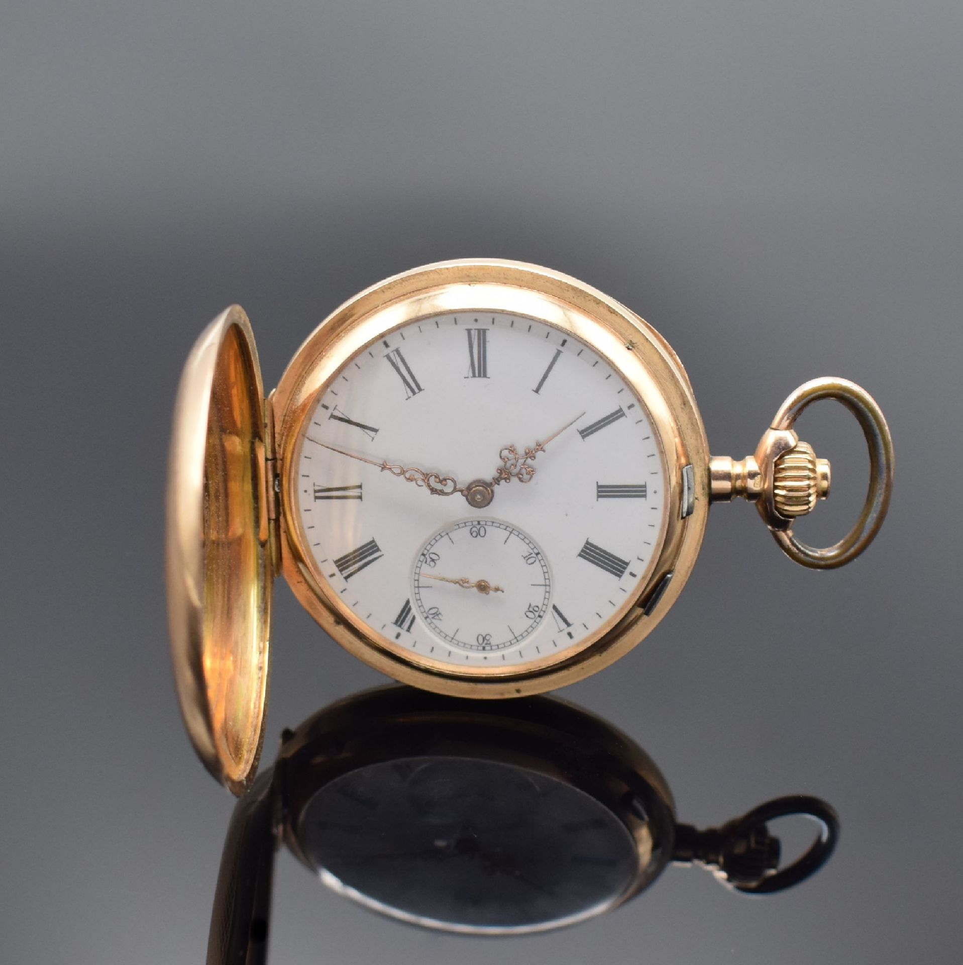 Savonette Herrentaschenuhr in RG 585/000, Schweiz um