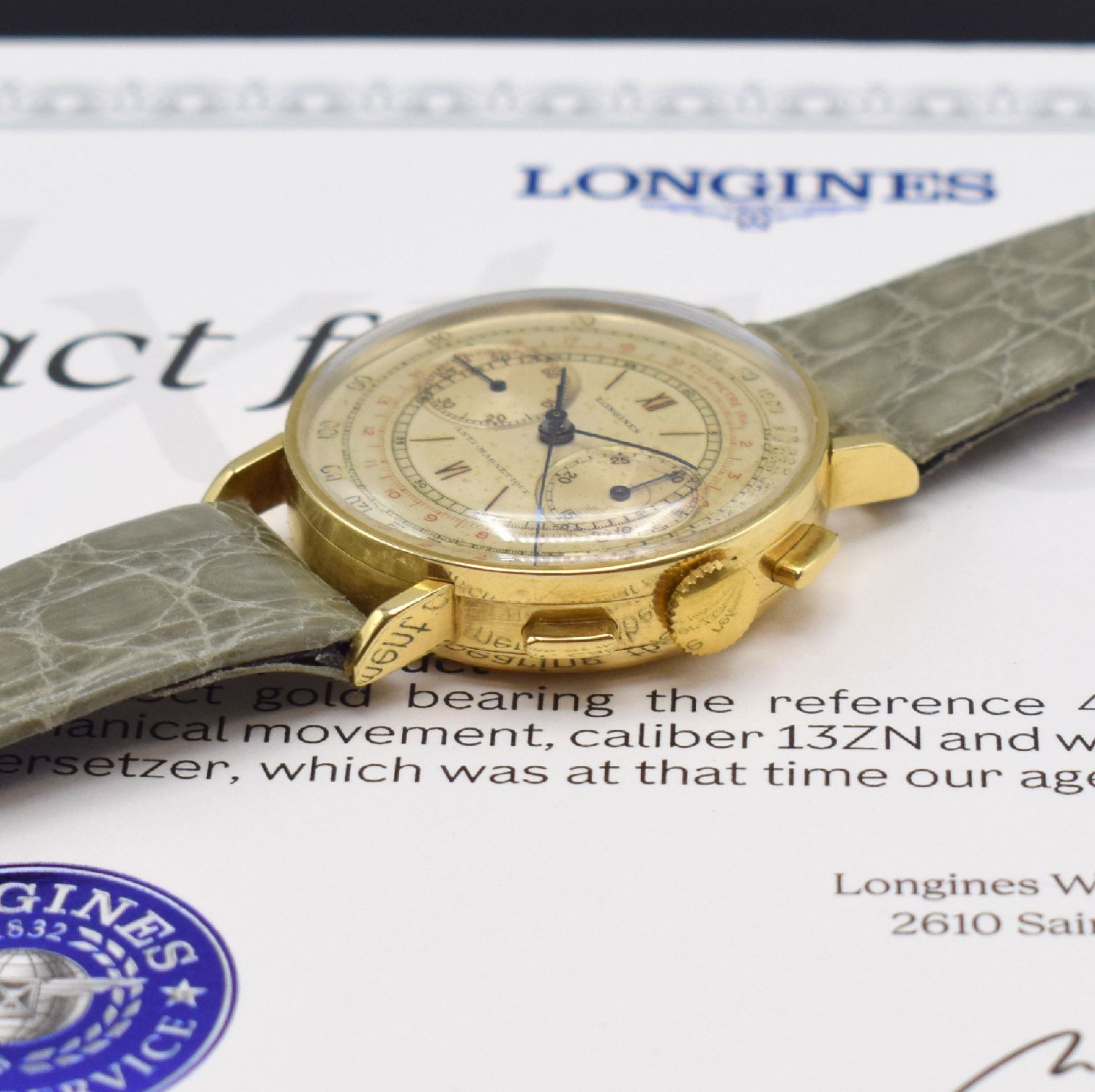 LONGINES 13ZN Flyback-Chronograph in GG 750/000 Referenz - Image 3 of 7