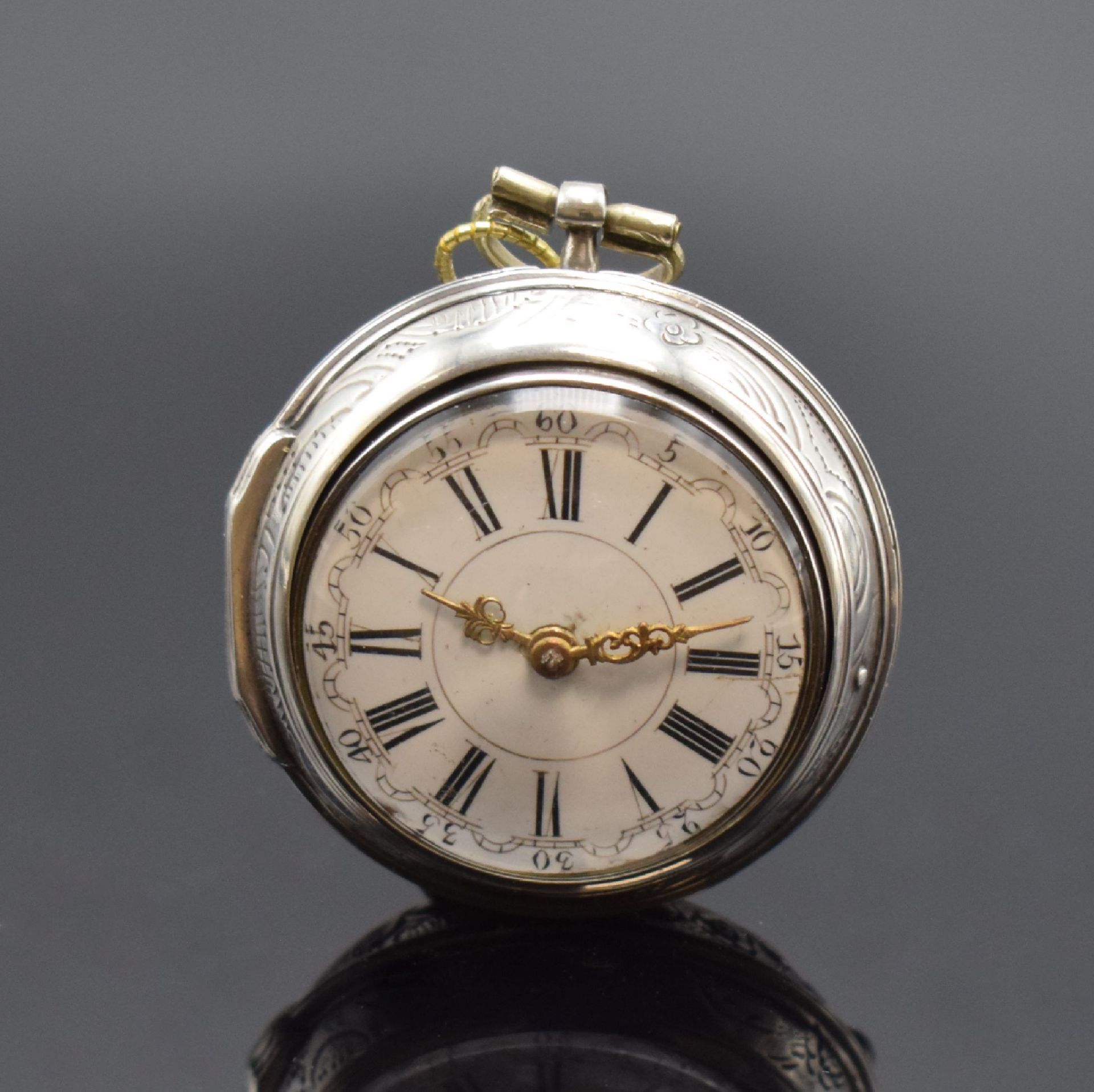 JOSEPHSON London Repousse Spindeltaschenuhr mit 2 - Image 3 of 11