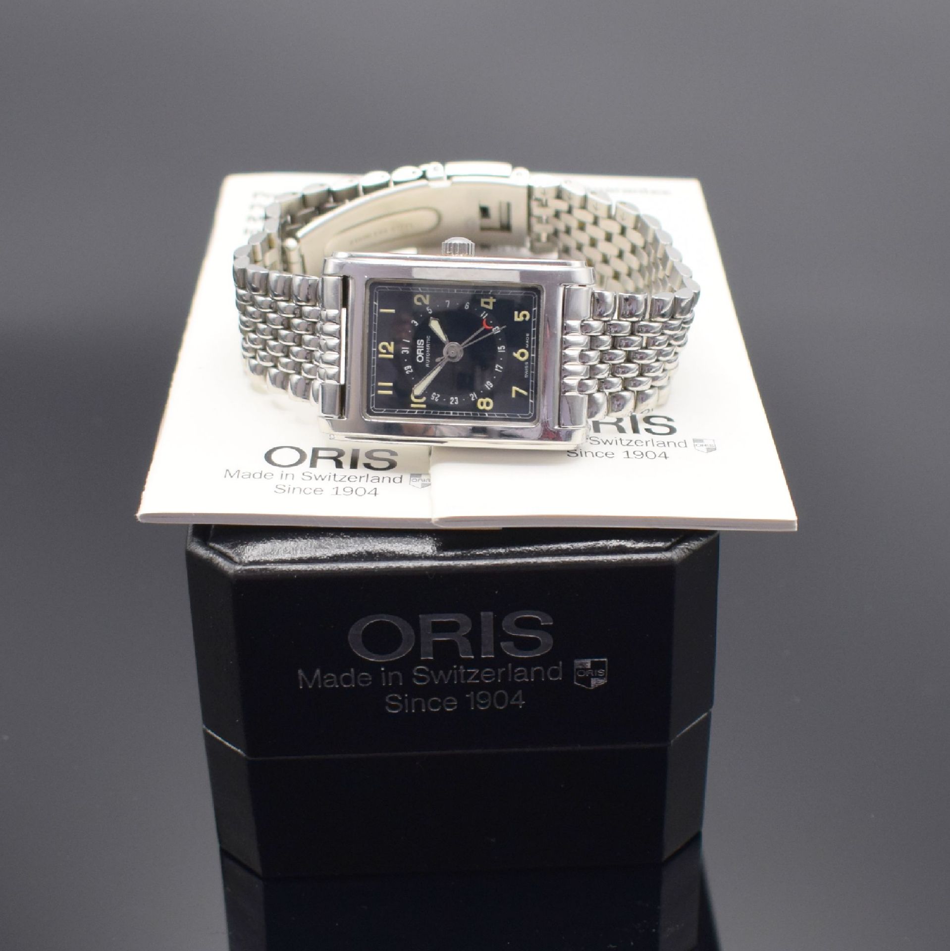 ORIS rechteckige Herrenarmbanduhr min Edelstahl Referenz - Bild 6 aus 6