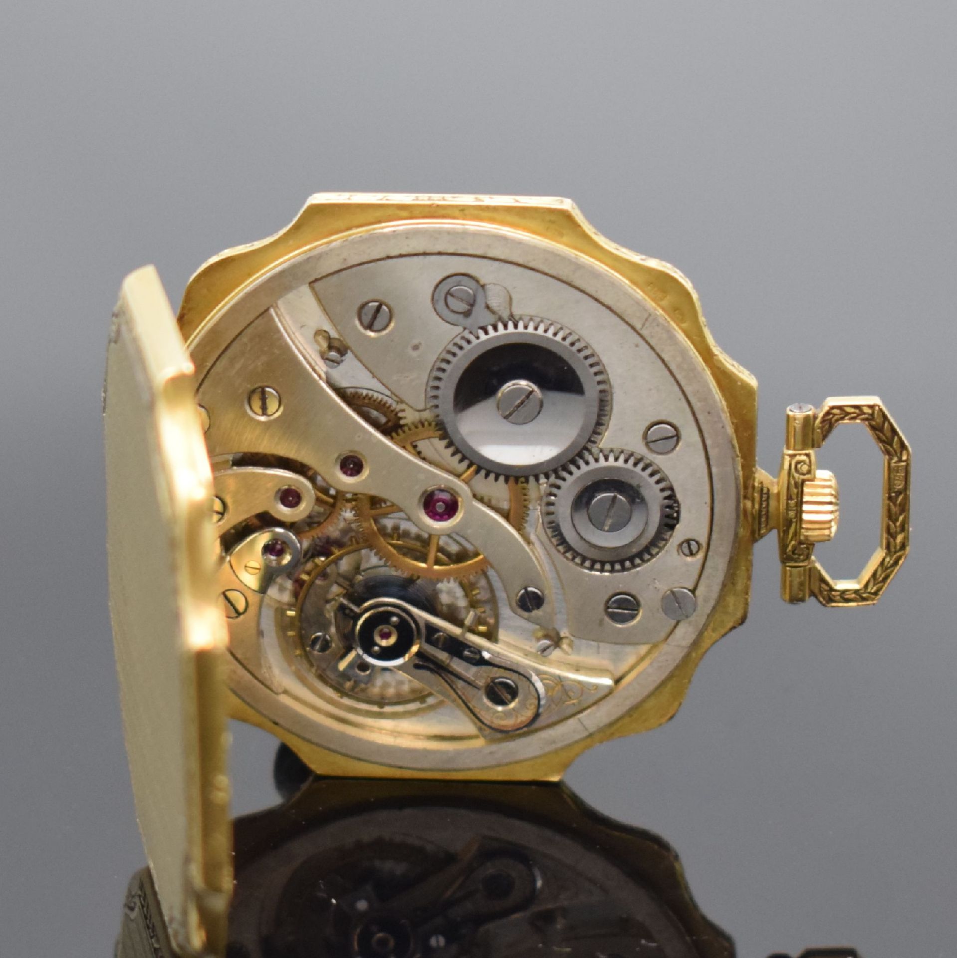 Offene Herrentaschenuhr in GG 750/000, Schweiz um 1925, - Bild 5 aus 5