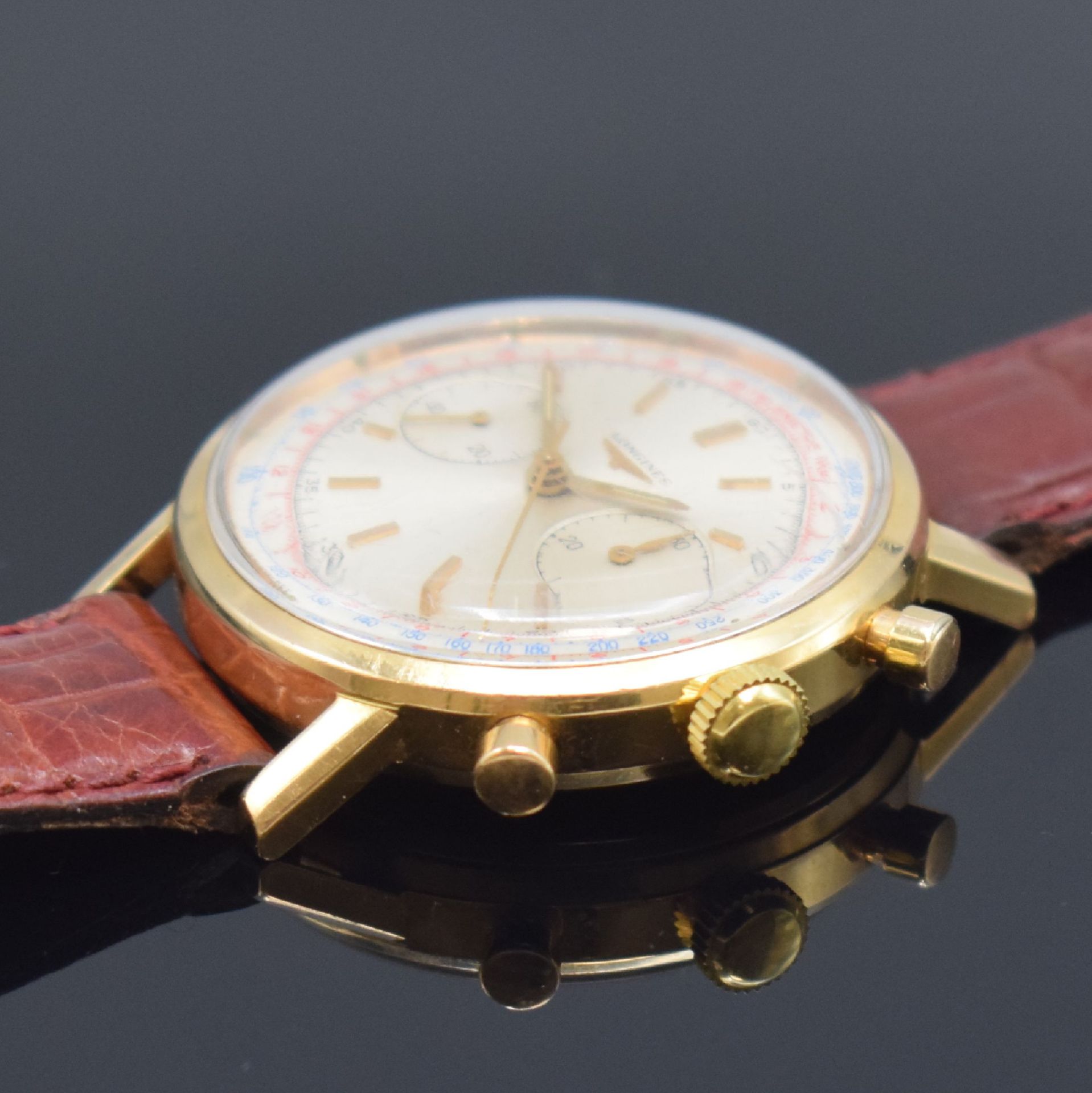 LONGINES seltene Herrenarmbanduhr mit Flyback-Chronograph - Bild 3 aus 6