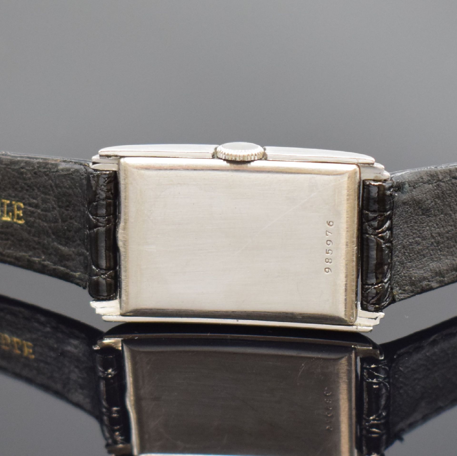 IWC rechteckige Herrenarmbanduhr mit Kaliber 87 in Stahl, - Image 4 of 7