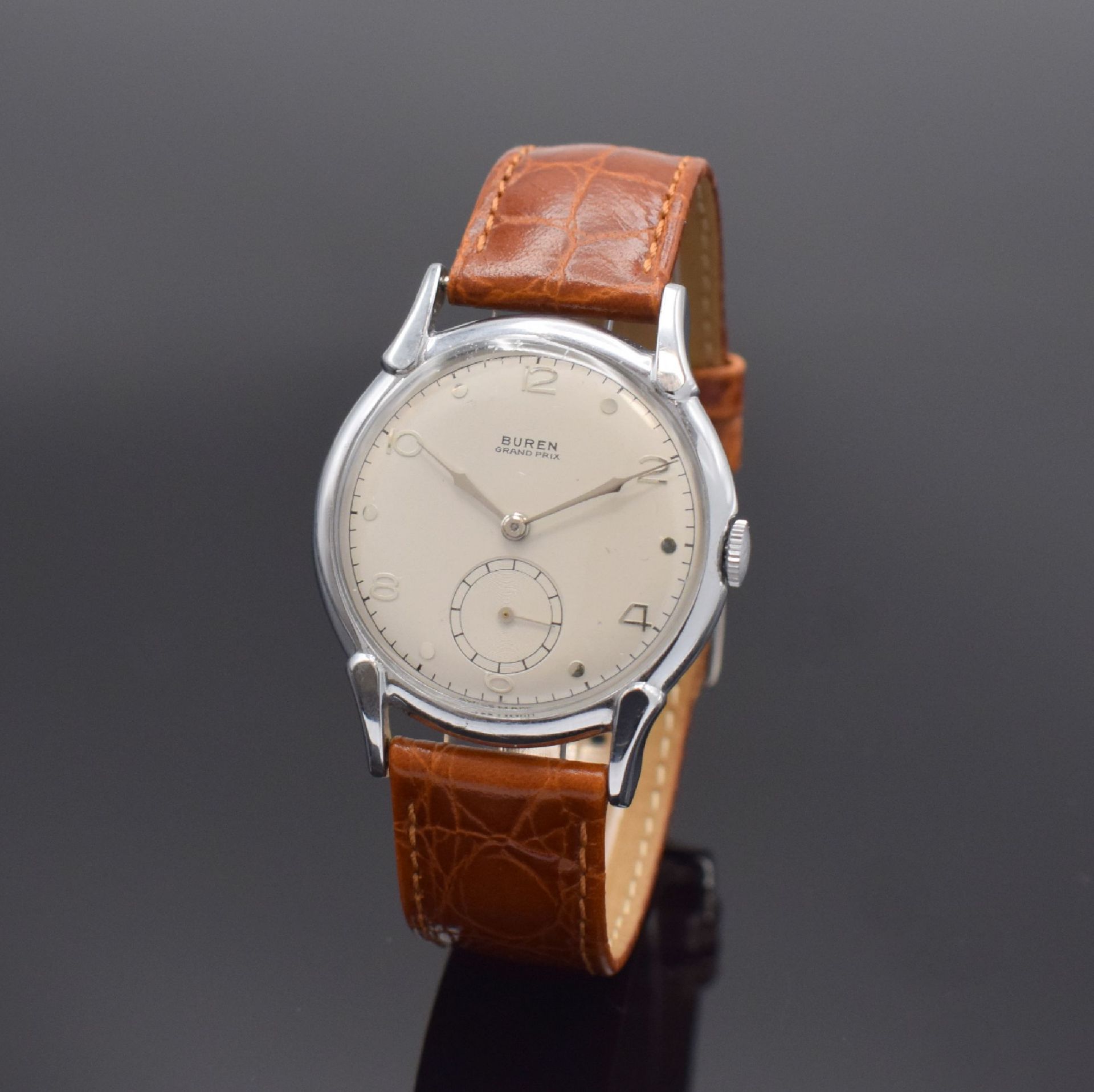 BUREN Grand Prix Herrenarmbanduhr, Schweiz um 1955,