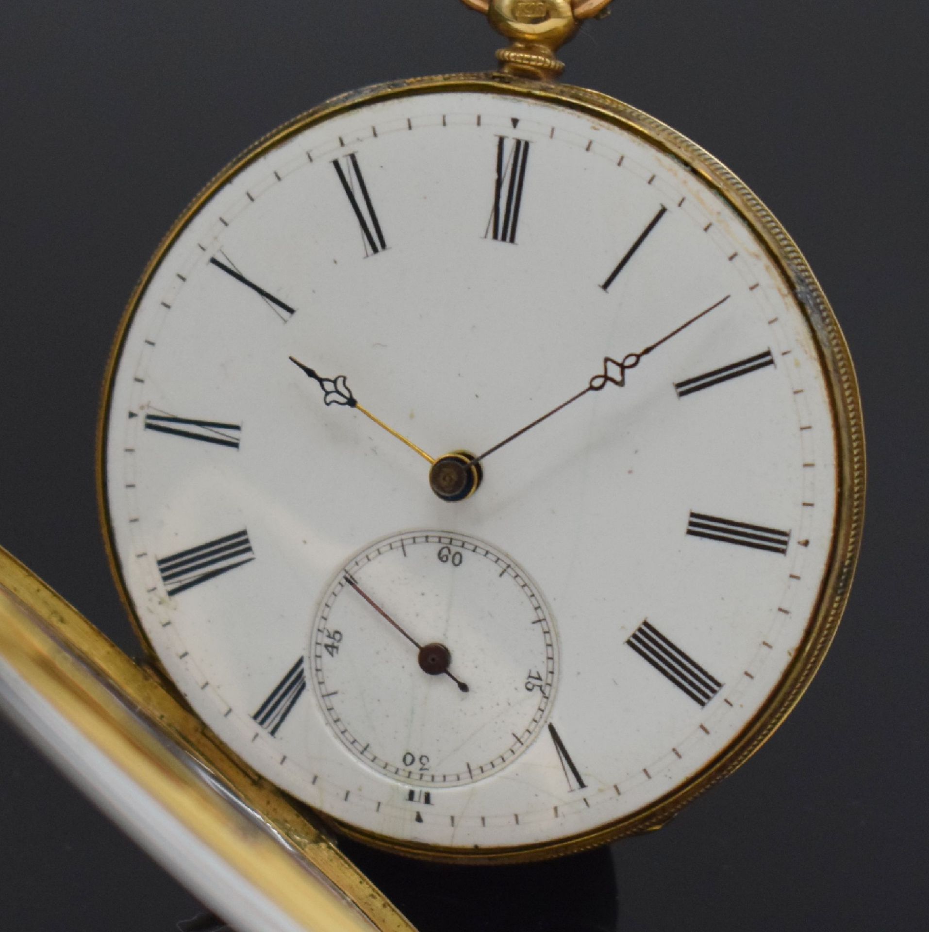 Offene Taschenuhr in GG 750/000, Schweiz um 1890, - Bild 2 aus 5