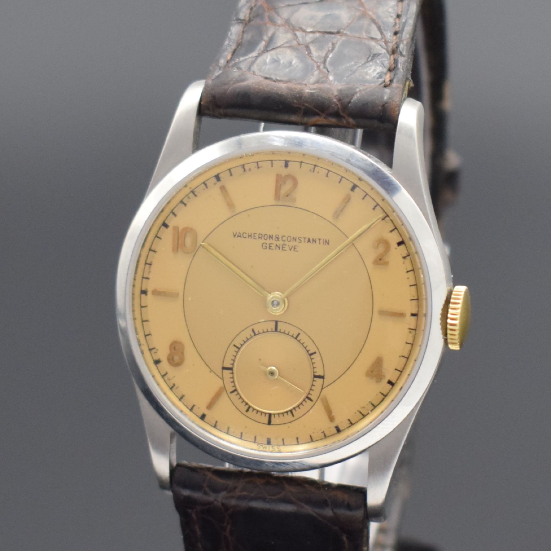 VACHERON & CONSTANTIN seltene Herrenarmbanduhr in Stahl, - Bild 2 aus 6