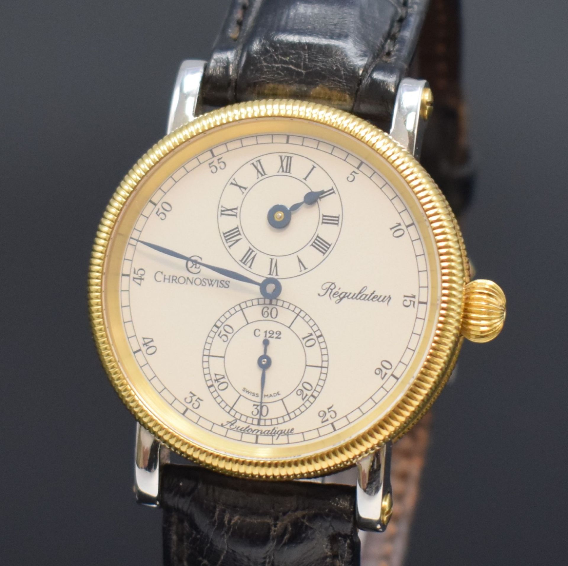 CHRONOSWISS Regulateur Medium-Armbanduhr in Stahl und Gold - Image 2 of 6