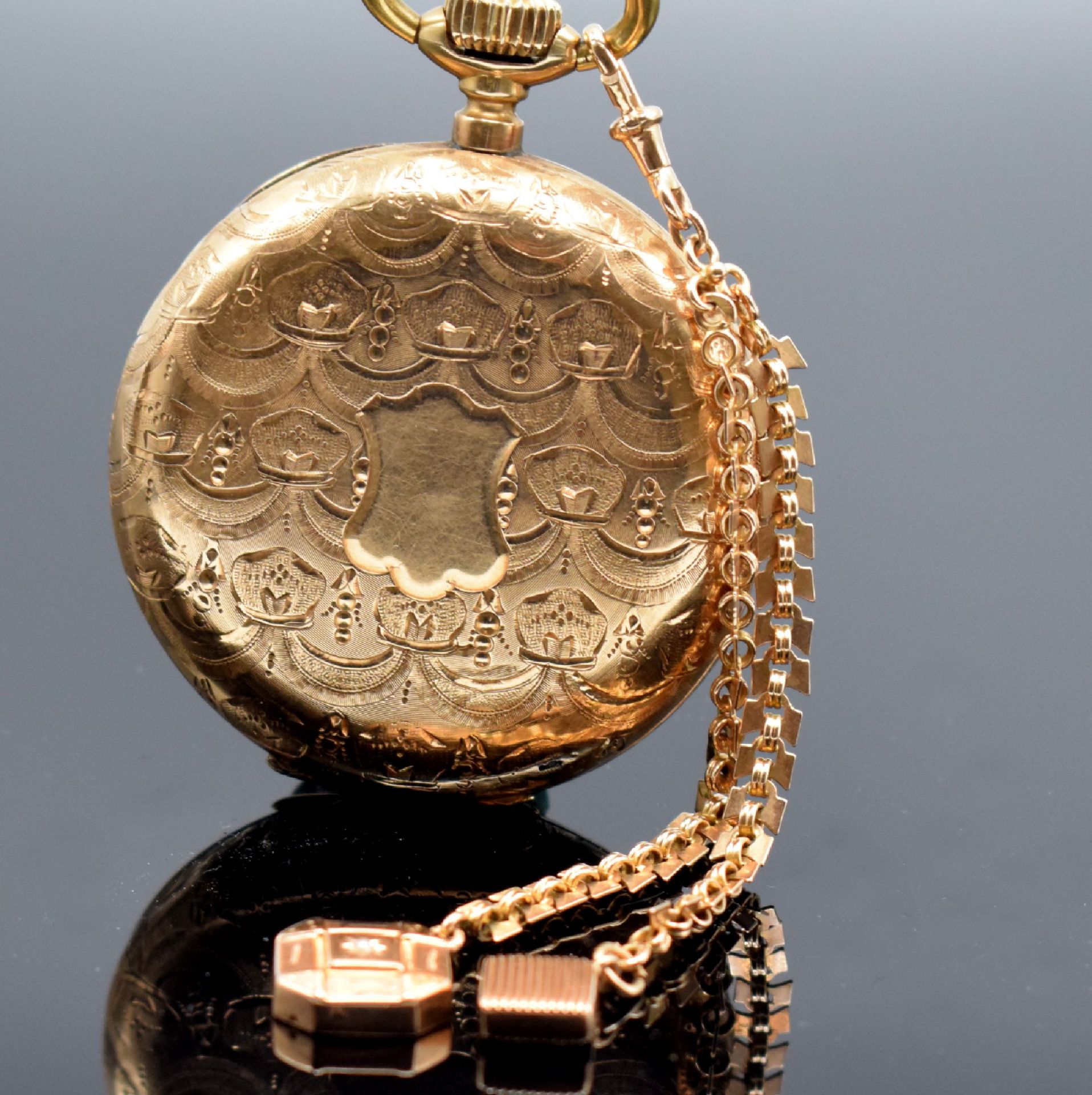 Herren-Savonette Taschenuhr in RG 585/000 mit Chatelaine - Image 3 of 5