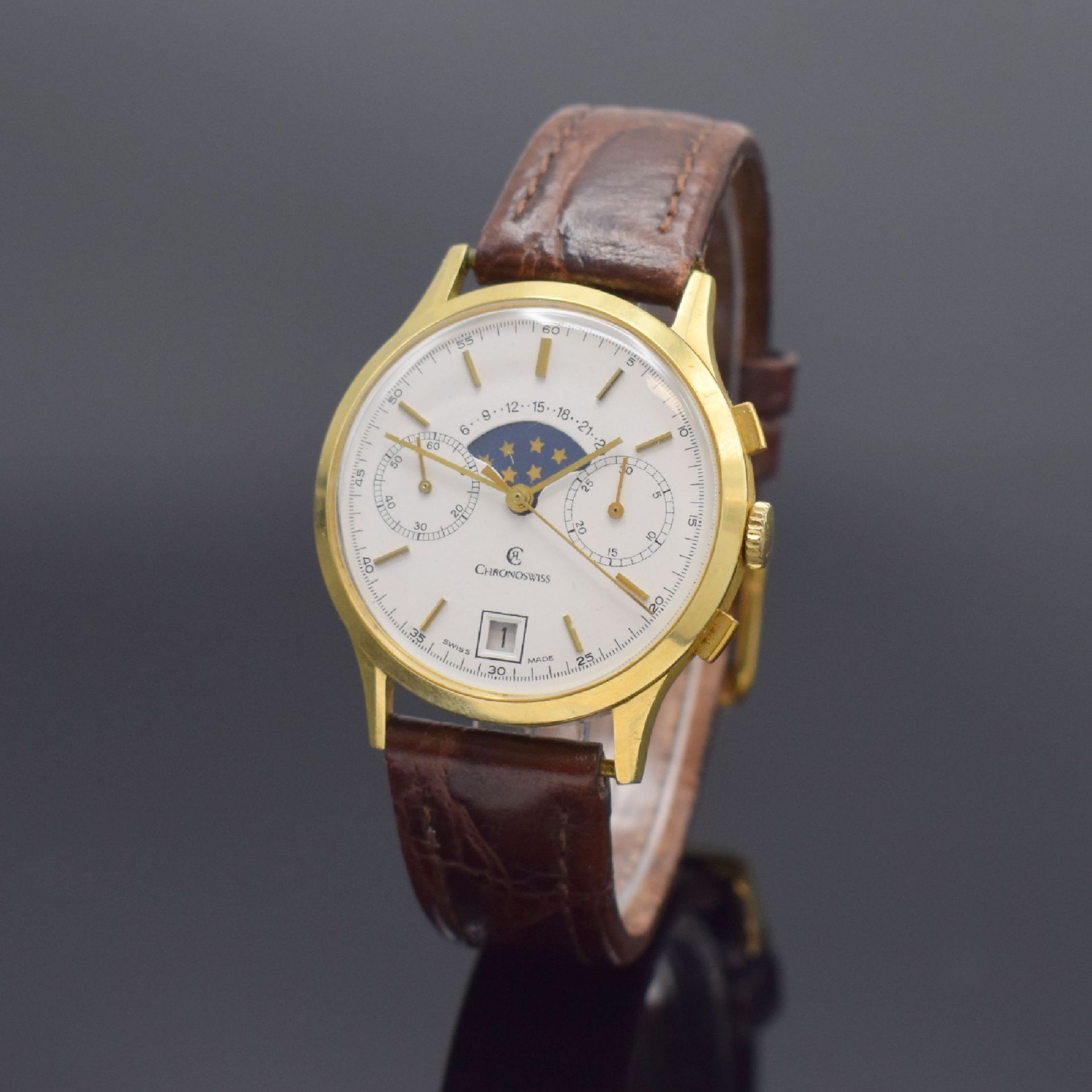 CHRONOSWISS Herrenarmbanduhr mit Chronograph, Mondphase