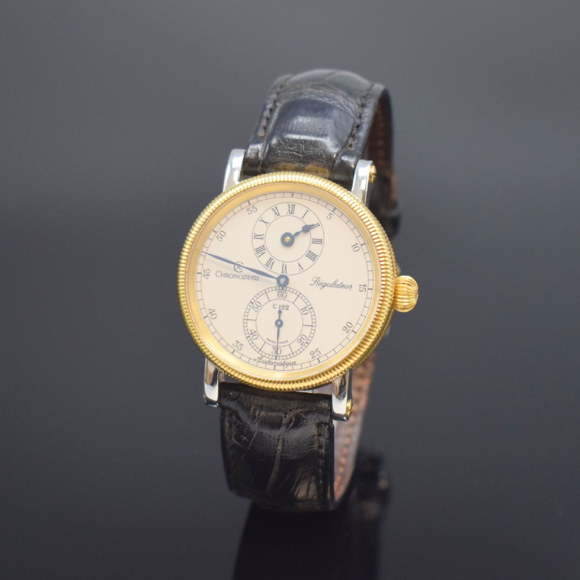 CHRONOSWISS Regulateur Medium-Armbanduhr in Stahl und Gold