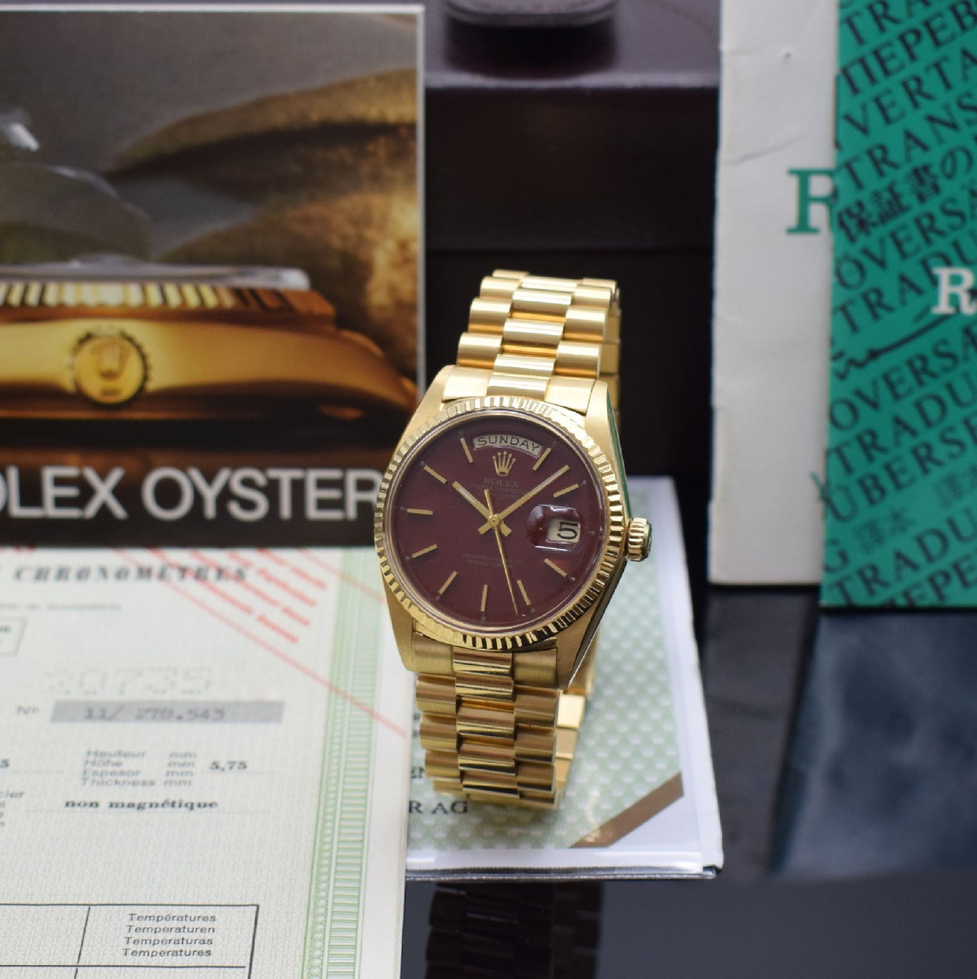 ROLEX feine und extrem seltene Herrenarmbanduhr Day-Date