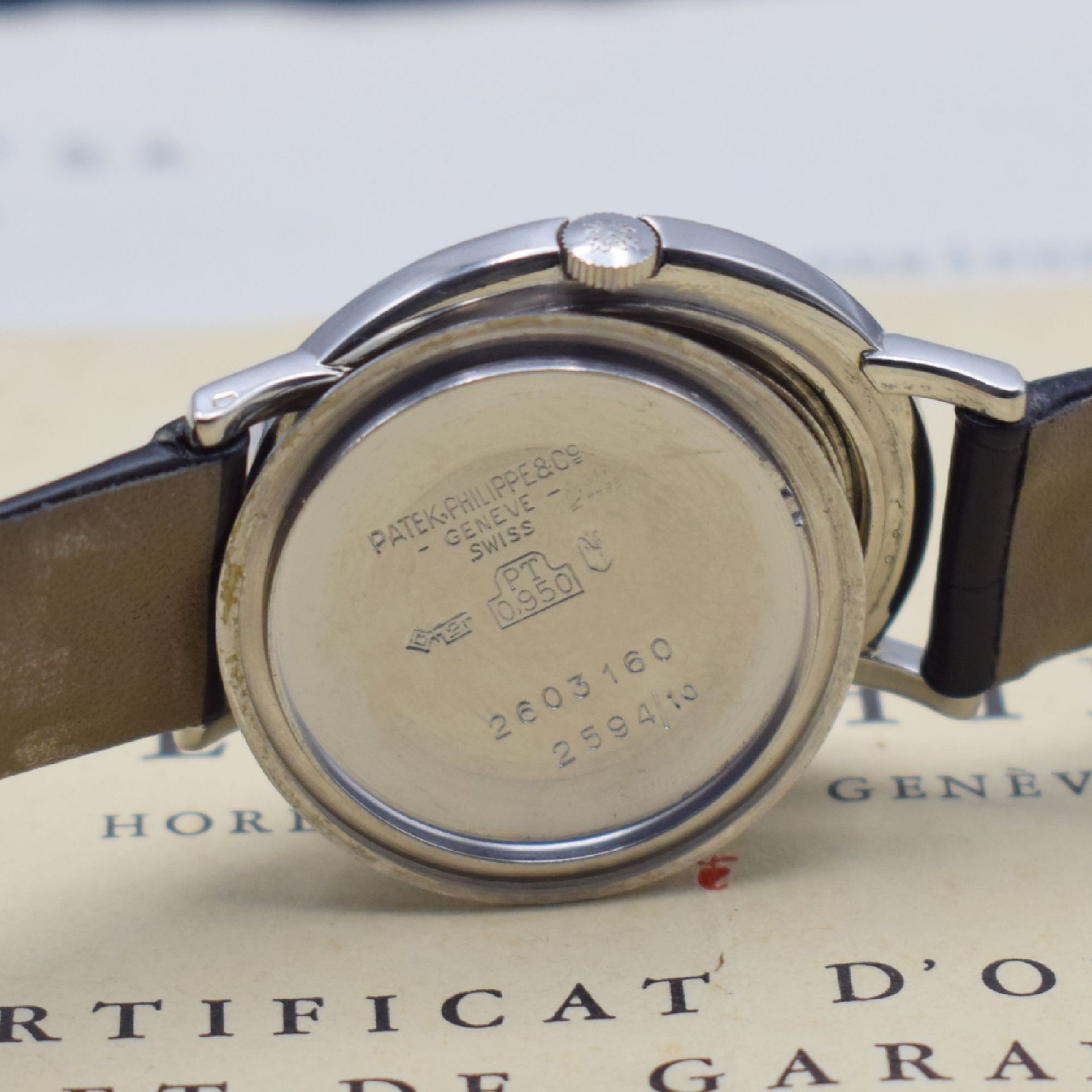 PATEK PHILIPPE sehr seltene Armbanduhr in Platin Referenz - Image 7 of 7
