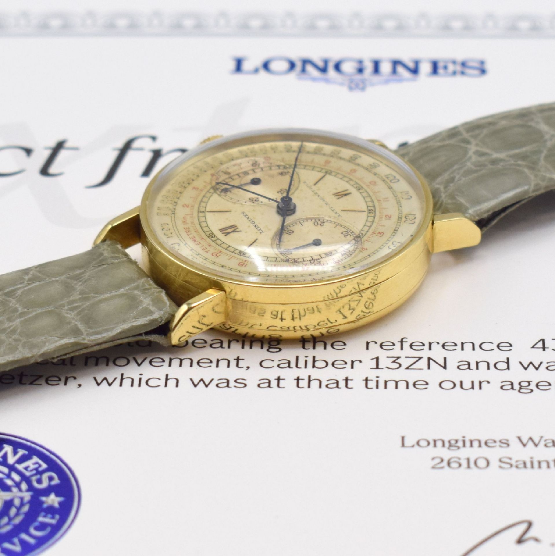 LONGINES 13ZN Flyback-Chronograph in GG 750/000 Referenz - Image 4 of 7