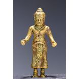 Miniatur-Buddha, Khmer, Bronze, H. ca. 7