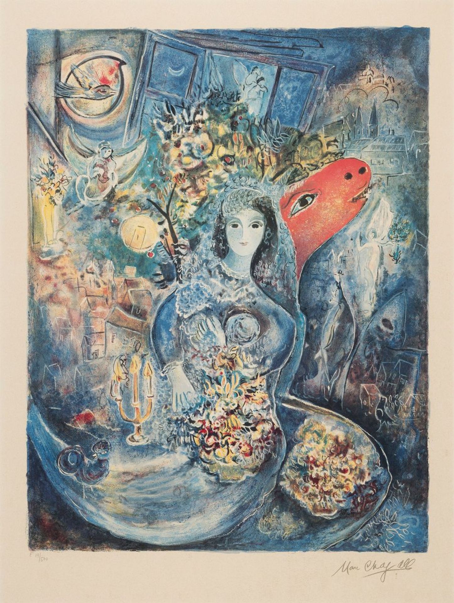 Marc Chagall, 1887-1985,  Farblithographie, rechts unten
