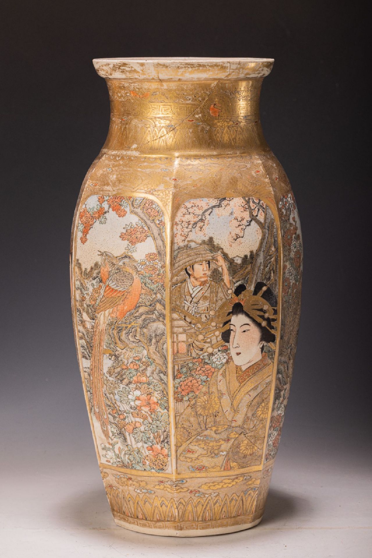 Satsuma-Vase, Japan, 1.H.20.Jh.,  cremefarbener Scherben