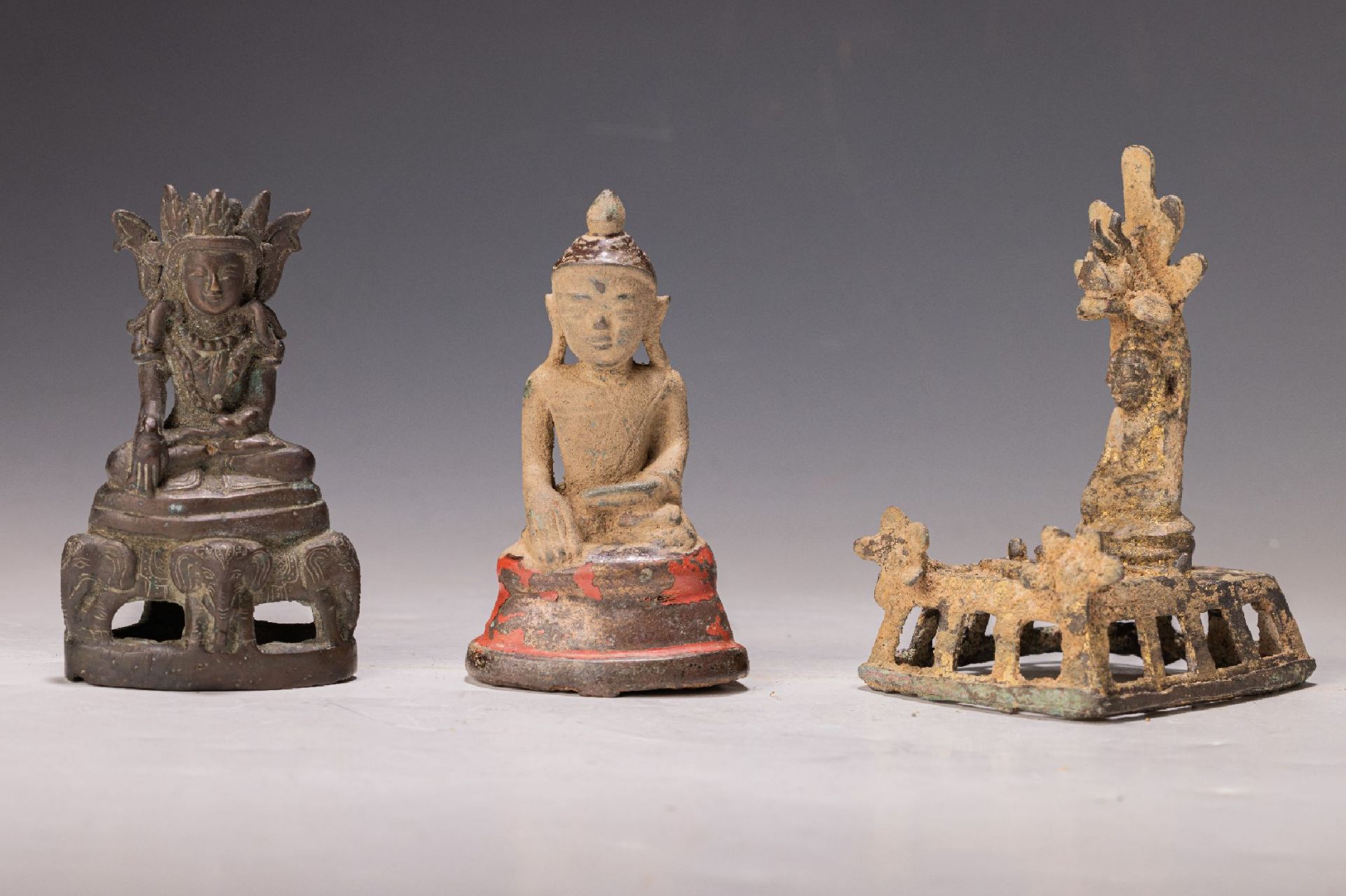 3 Bronzefiguren, Burma, Amarapura Zeit, 18./19. Jh.,