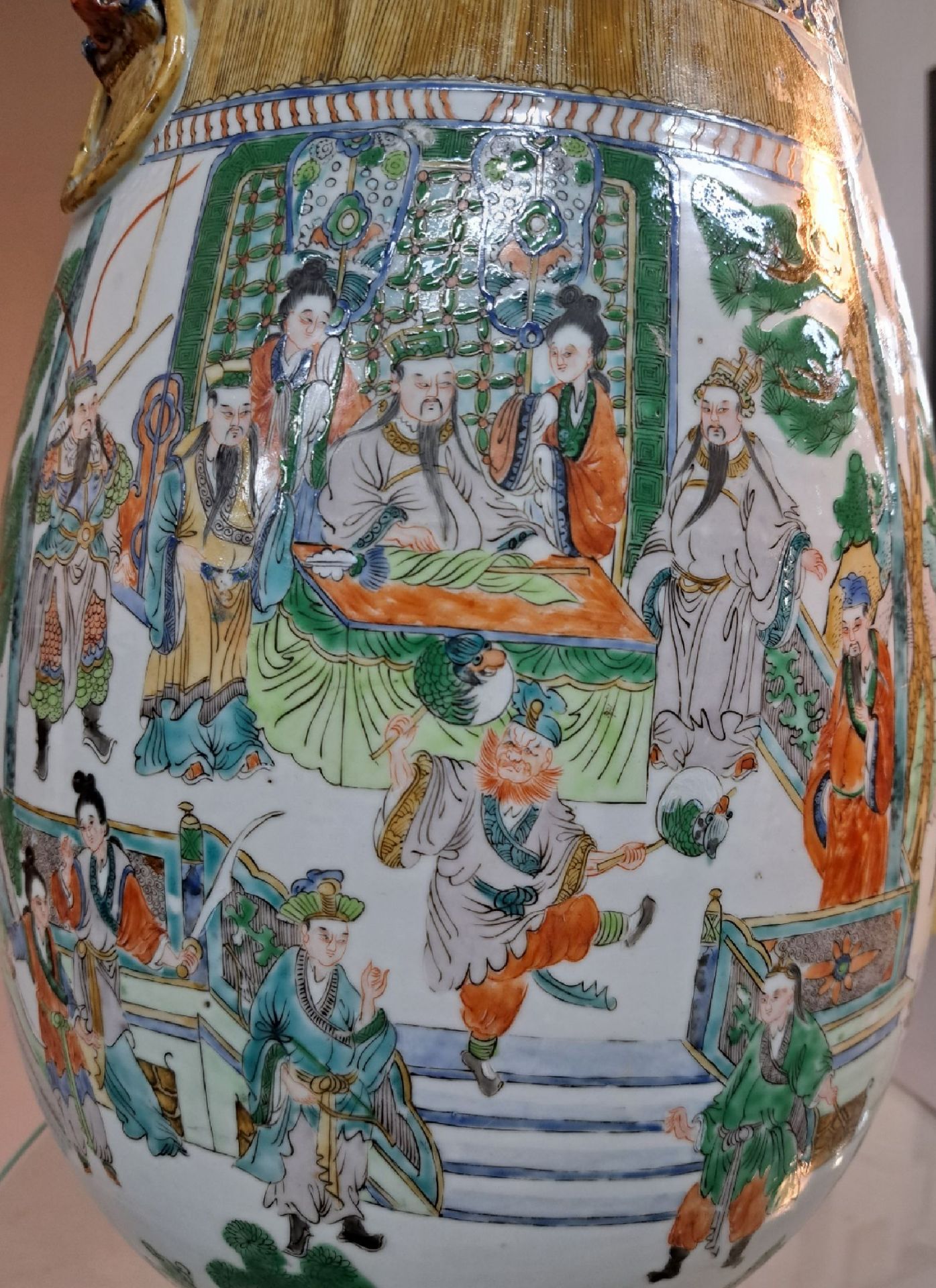 Famille verte-Bodenvase, China, späte Quing/um 1900, - Bild 5 aus 9